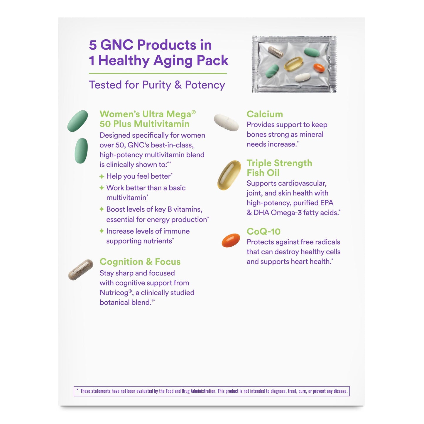 GNC Women's 50 Plus Vitapak Program Tablet, 30 Daily Packs