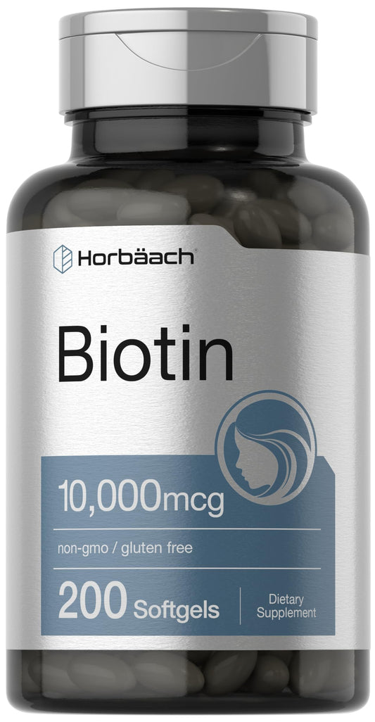 Horbäach Biotin 10000 mcg Softgels, 200 Count