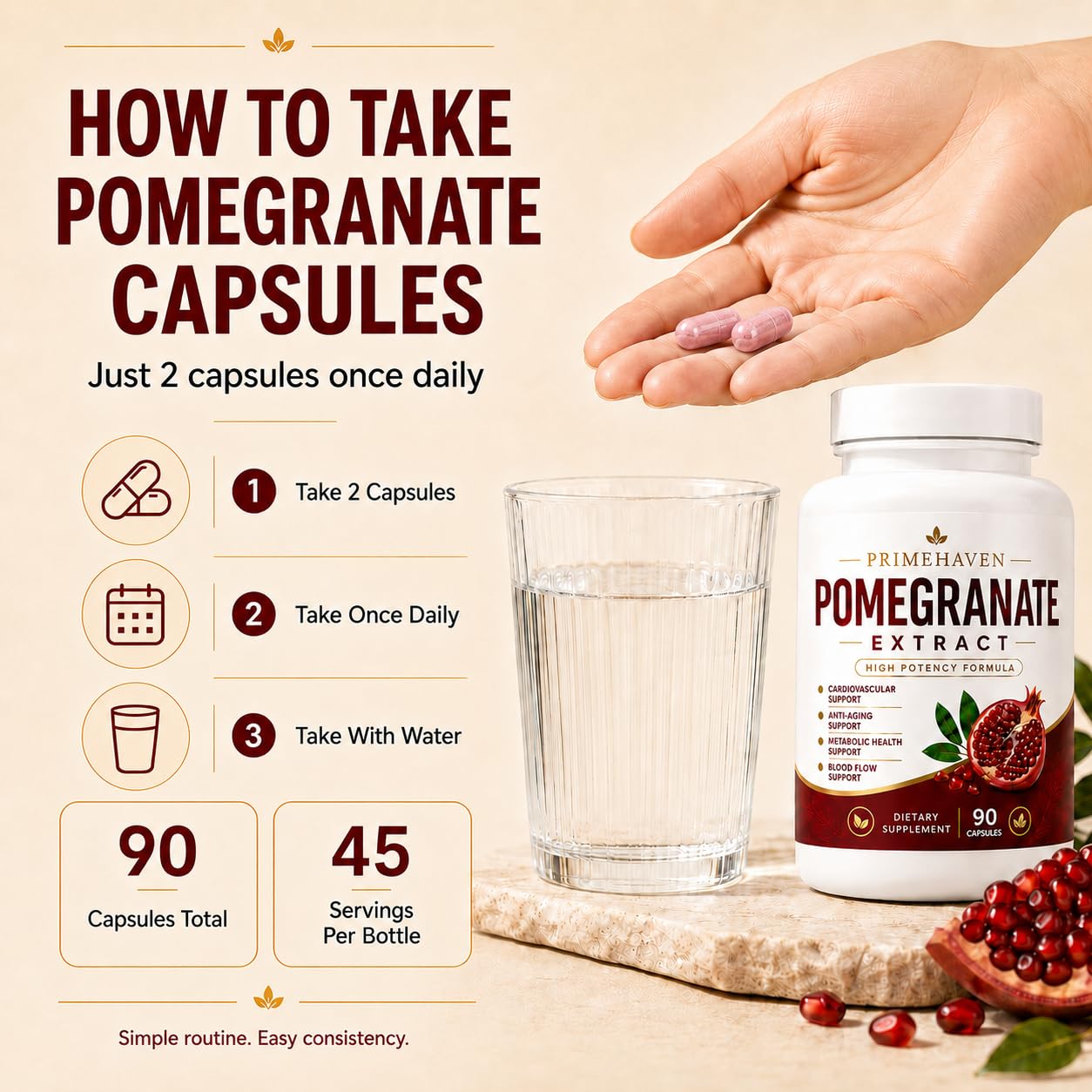 EVERNATURECURE Organic Pomegranate Extract Capsules, 90 Capsules