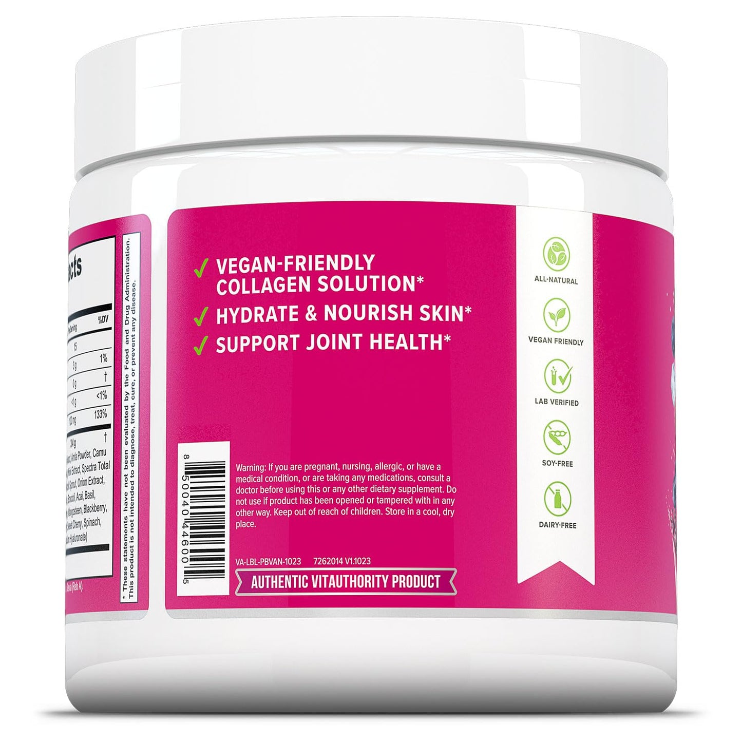 Vitauthority Vegan Collagen Powder for Women with Hyaluronic Acid, 4.6 Ounce