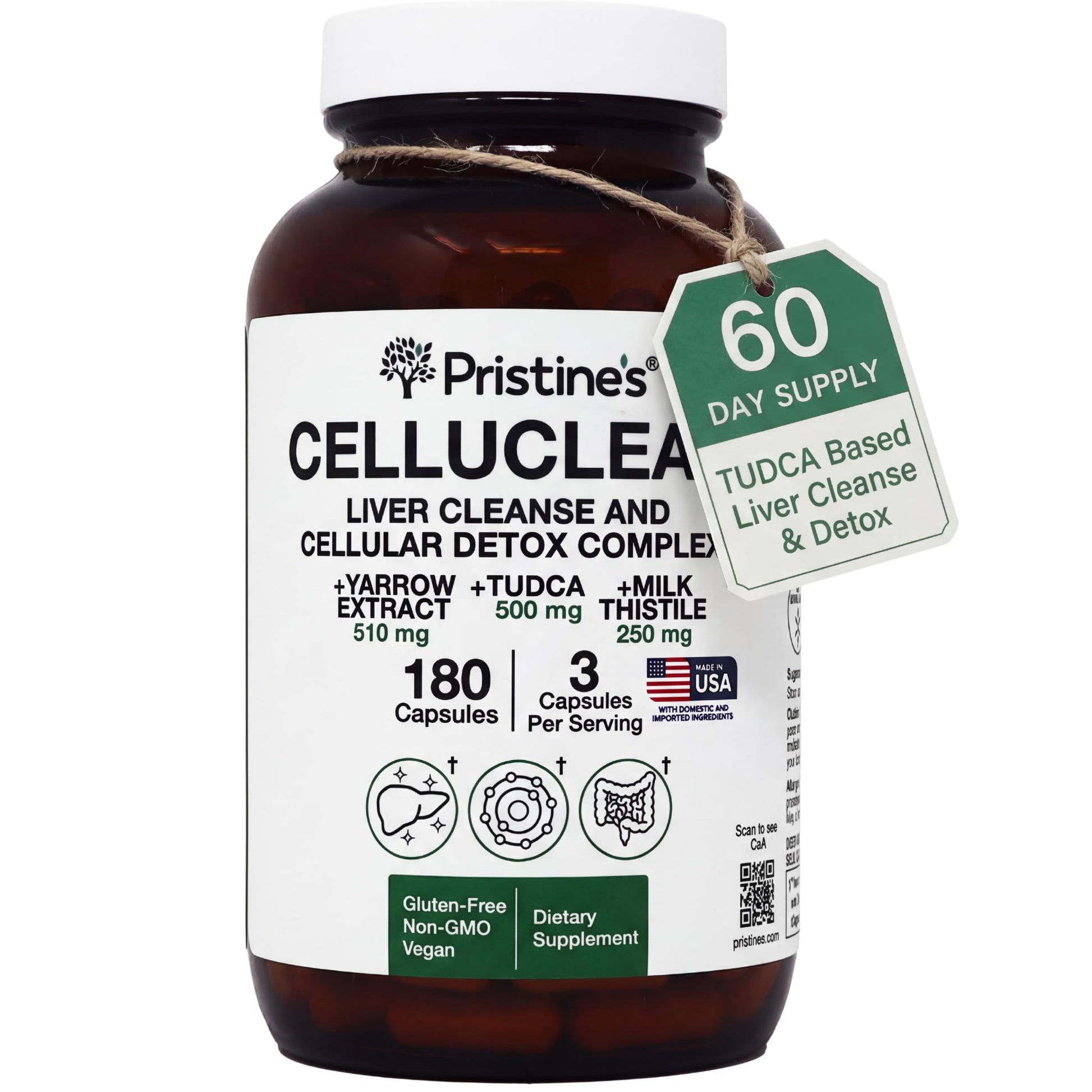 PRISTINE'S CelluClean Liver Cleanse and Detox Supplement Capsule, 180 Capsules