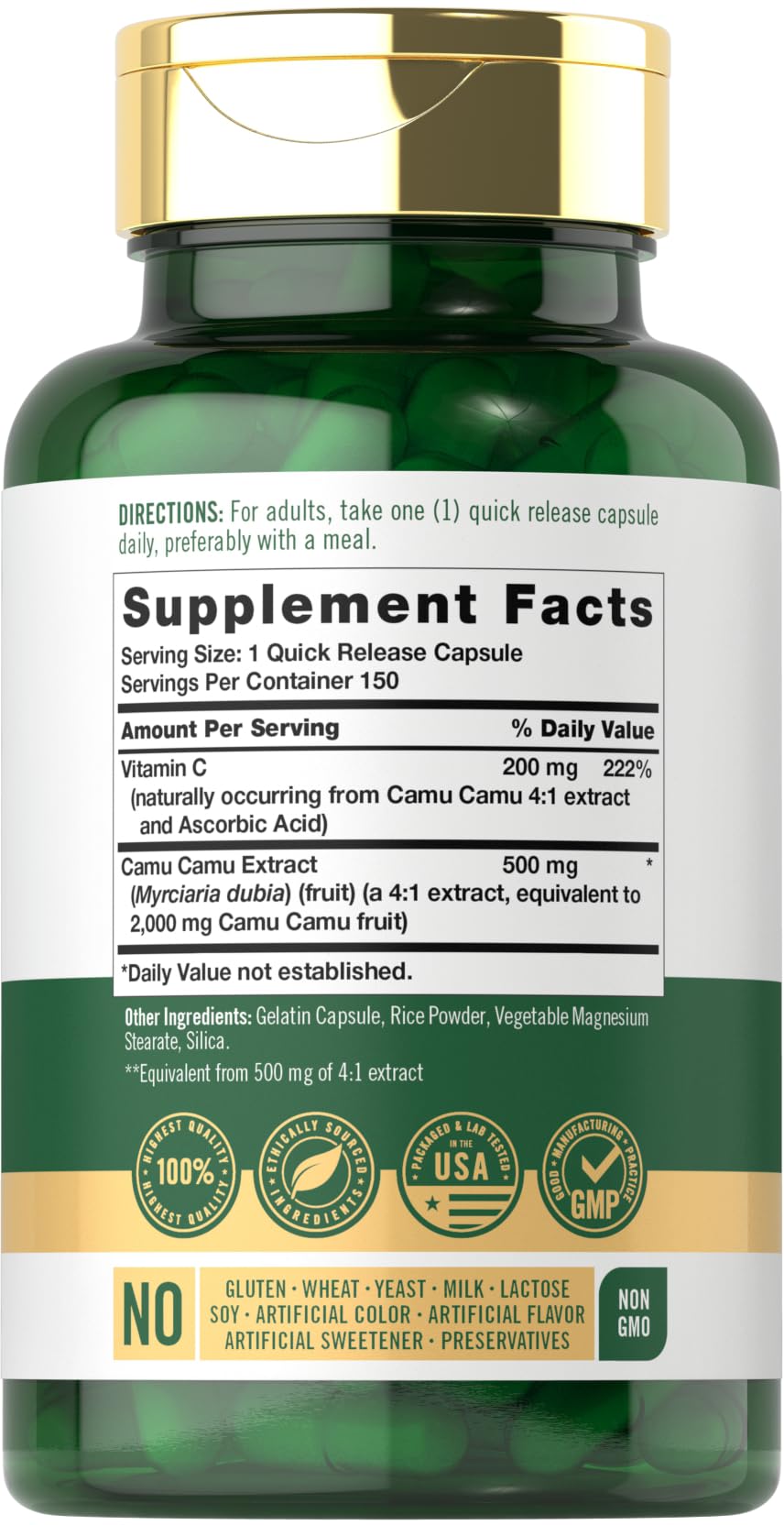 Carlyle Camu Camu with Vitamin C Capsules, 150 Count