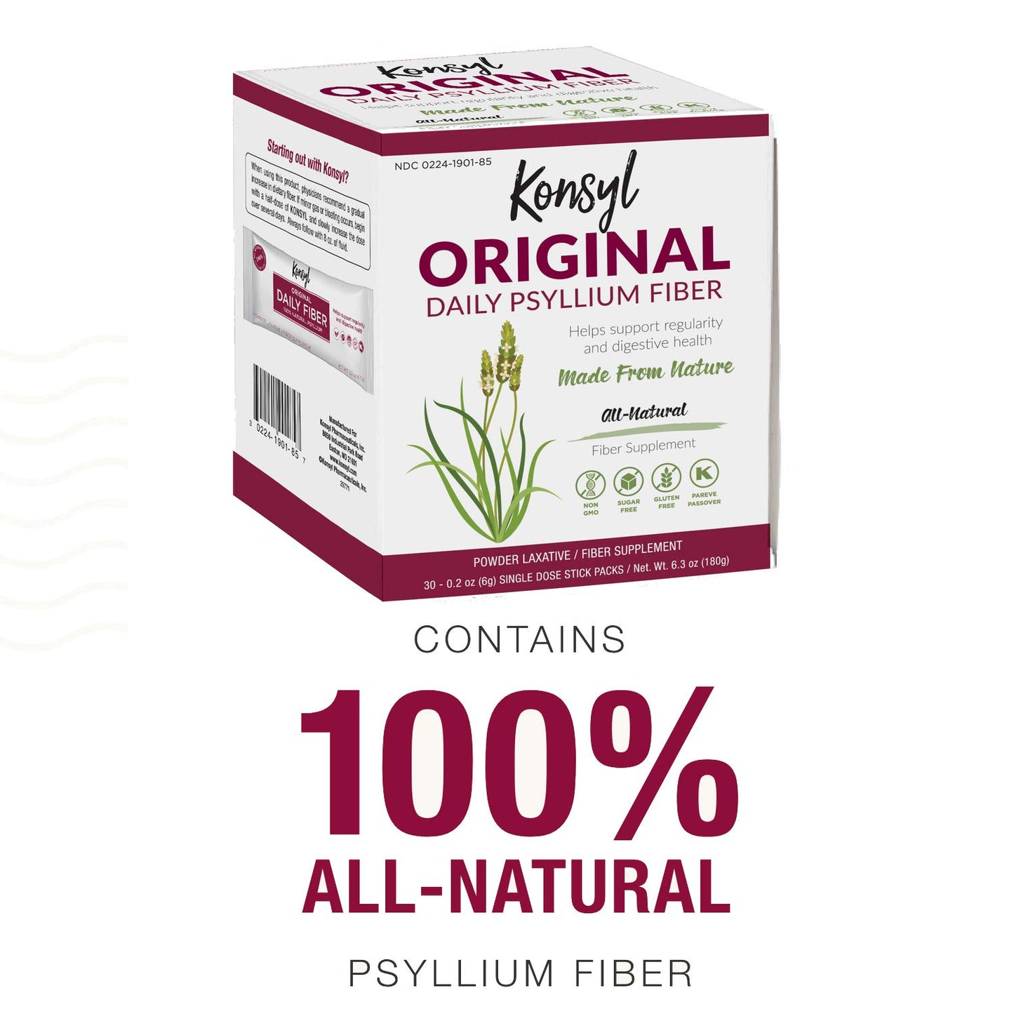 Konsyl Original Formula Daily Fiber Psyllium Husk Powder, 6.3 oz