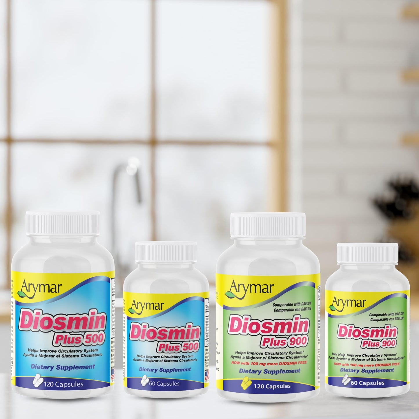 Arymar Diosmin Plus 500 with Hesperidin & B Vitamins Capsules, 120 Count