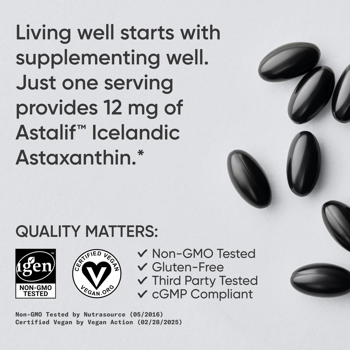 Sports Research Triple Strength Vegan Astaxanthin Supplement from Algae - Plant Based Softgels, 60 Count