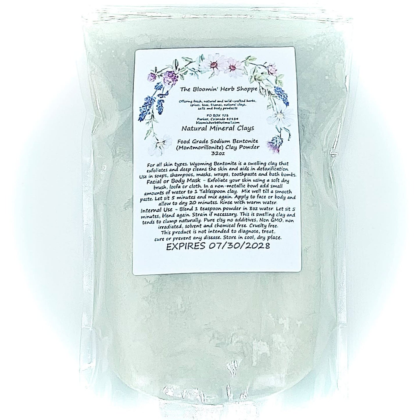 White Label Premium Herbs and Spices Sodium Bentonite Clay Food Grade Powder 32 oz