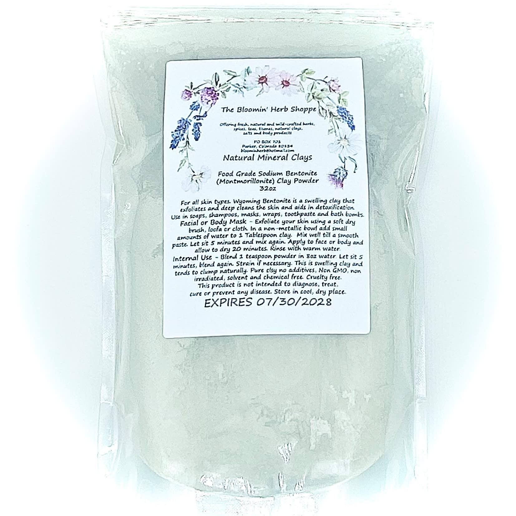 White Label Premium Herbs and Spices Sodium Bentonite Clay Food Grade Powder 32 oz