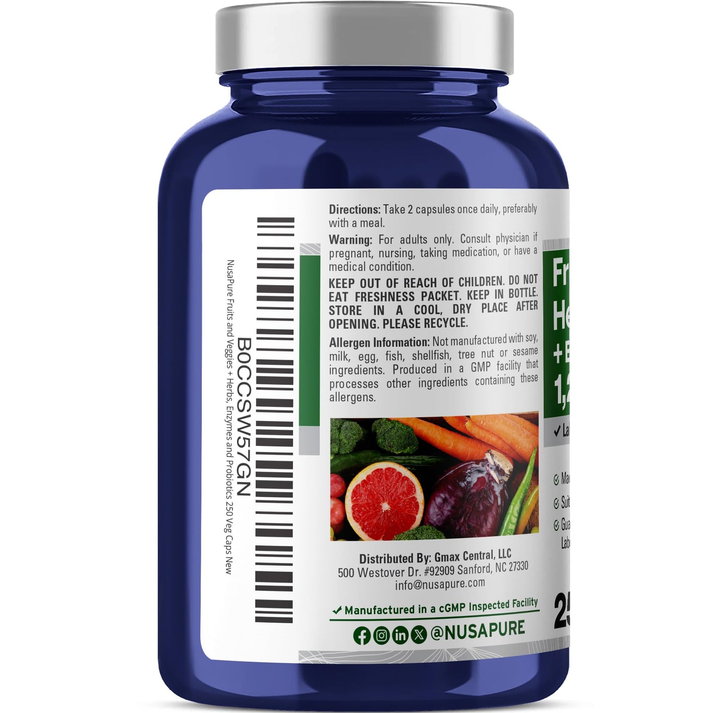 NusaPure 43 Fruits & Veggies Herbal 250 Capsules