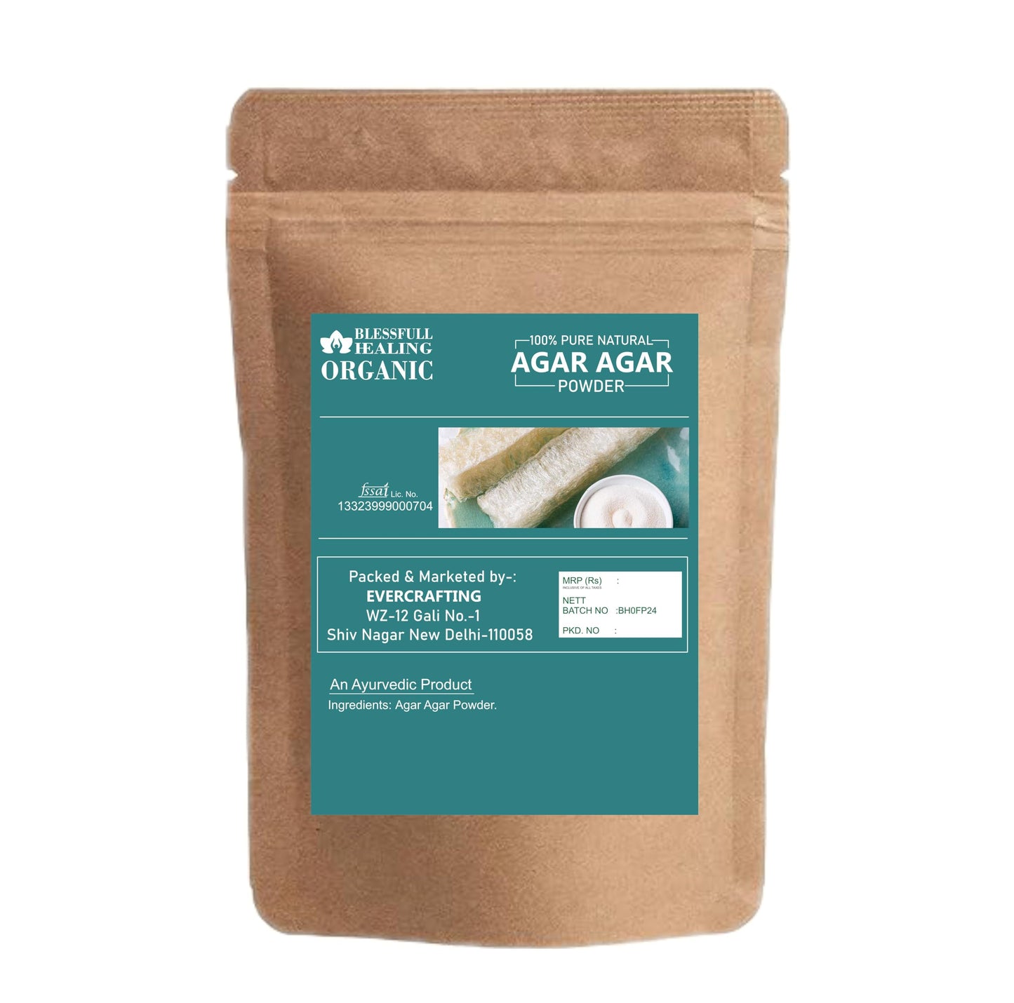 Blessfull Healing Organic Agar Agar Powder, 200 Grams, Vegan