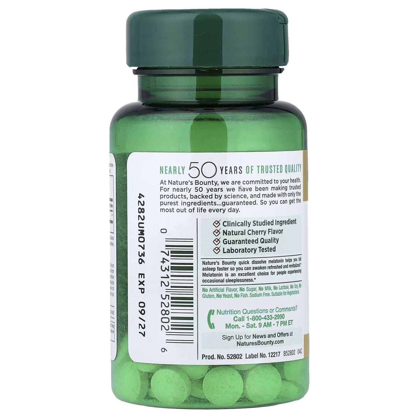 Nature's Bounty Melatonin 10 mg Quick Dissolve Tablets, Pack of 5