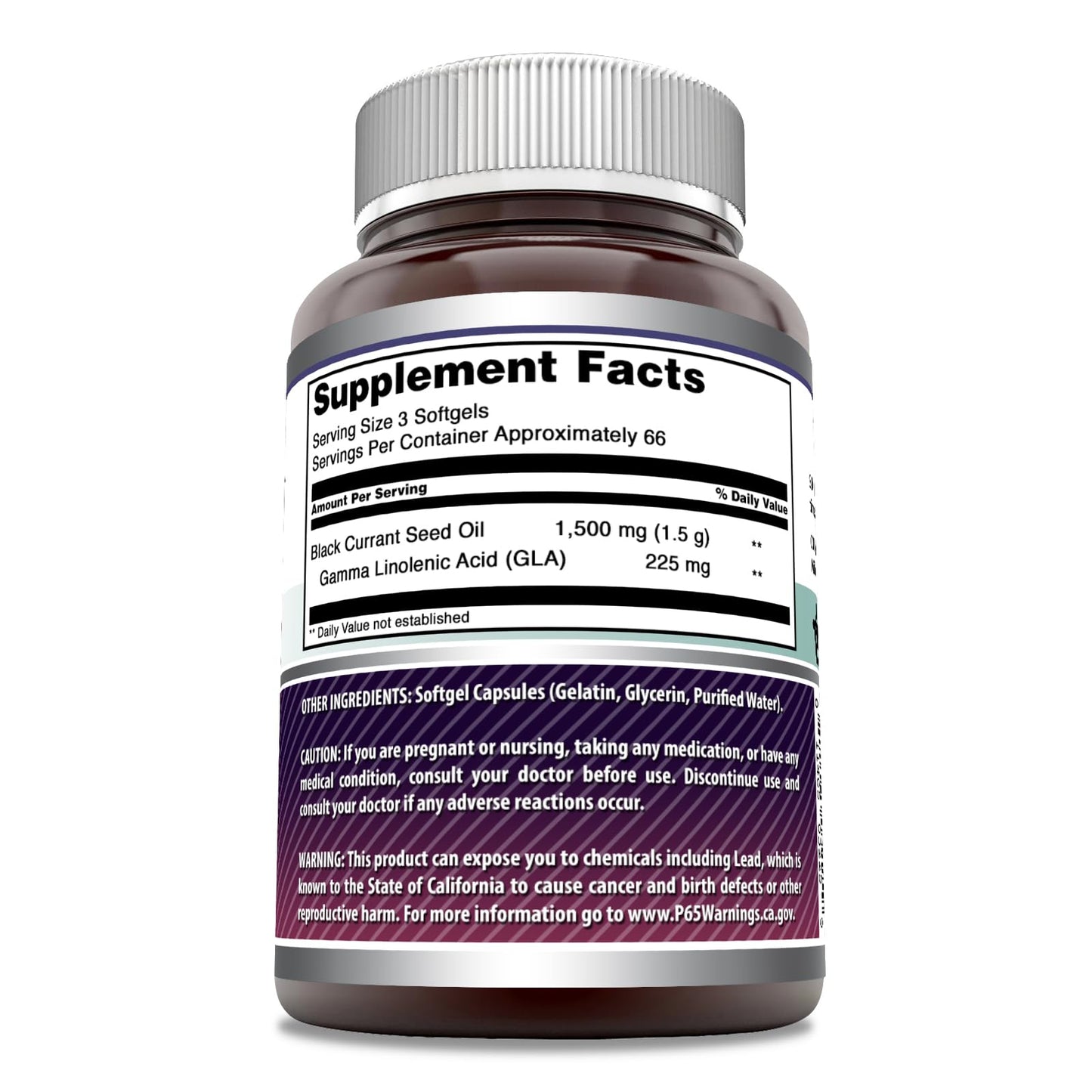 Amazing Nutrition Black Currant Oil 1500 Mg Per Serving Softgels, 1 Count