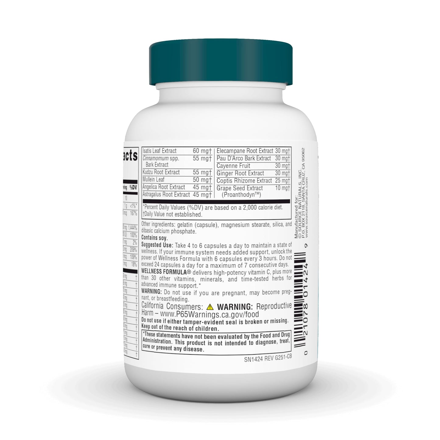 Source Naturals Wellness Formula Bio-Aligned Vitamins & Herbal Defense for Immune System Support Dietary Supplement & Immunity Booster Capsule 60