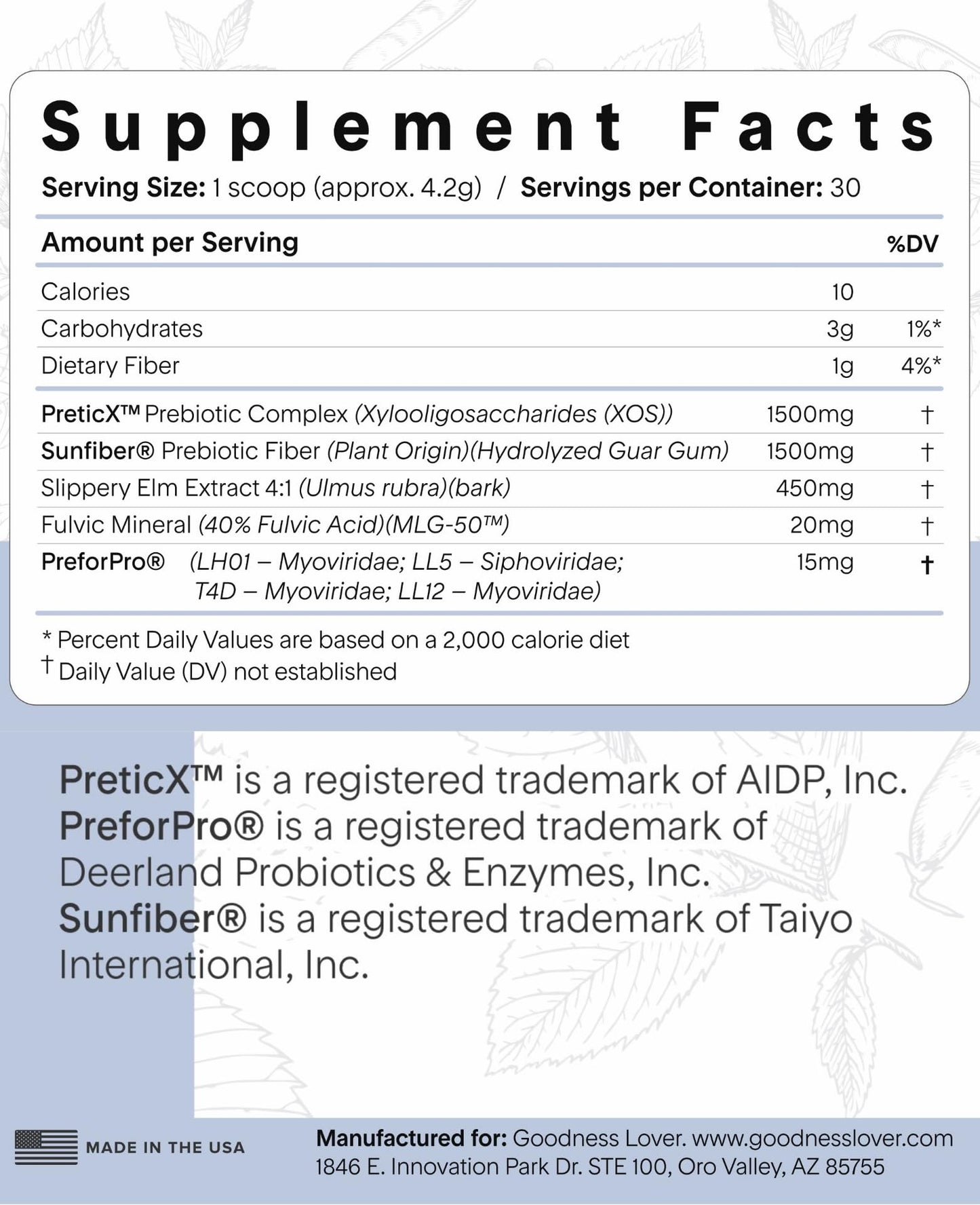 Goodness Lover Better Gut Prebiotic Fiber Plus Powder, 4.4 Ounce