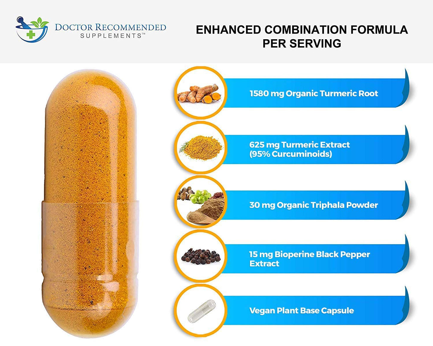 DOCTOR RECOMMENDED SUPPLEMENTS Turmeric Curcumin with Bioperine and Triphala, 540 Capsules