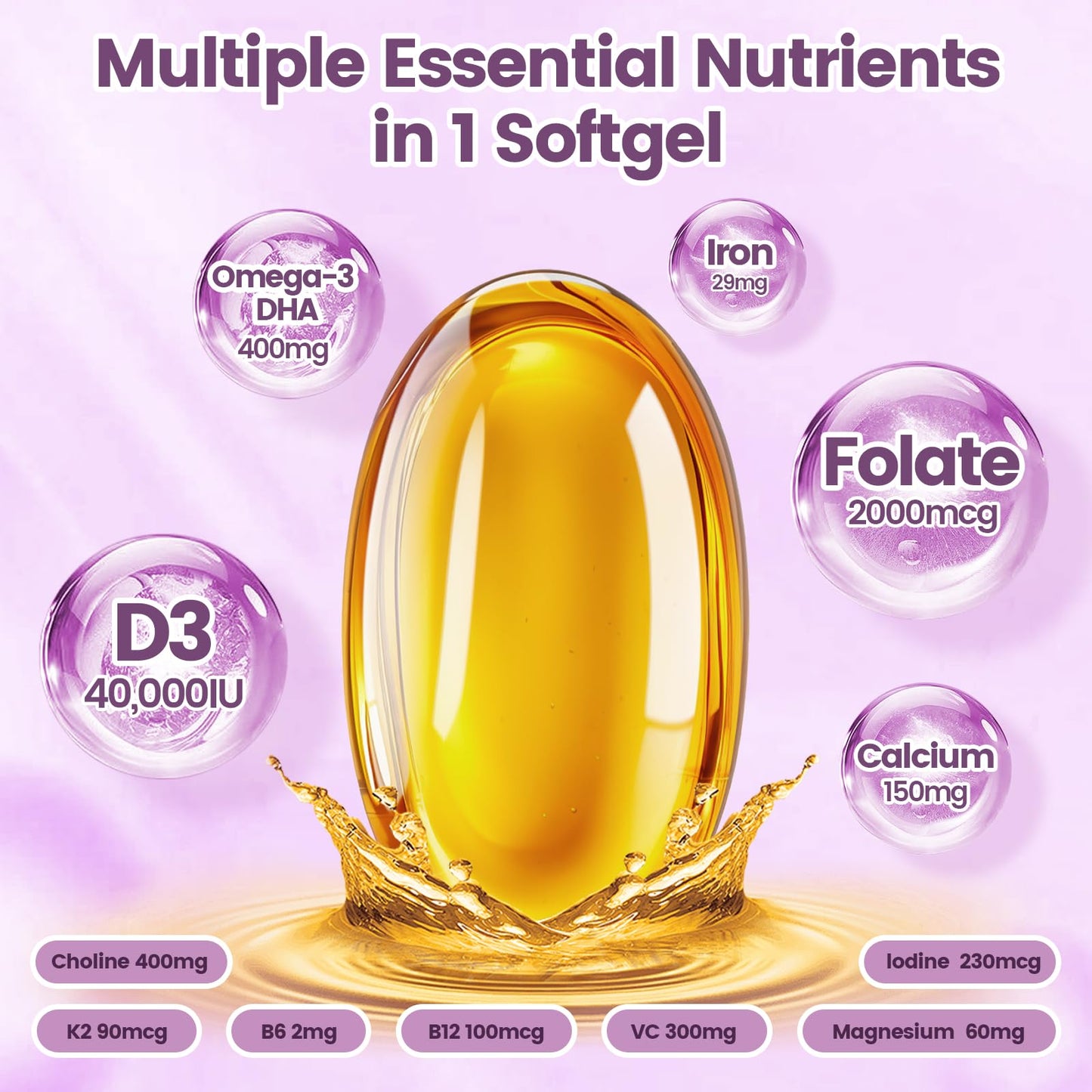 VivoNu Prenatal Vitamins for Women Softgels 300 Count