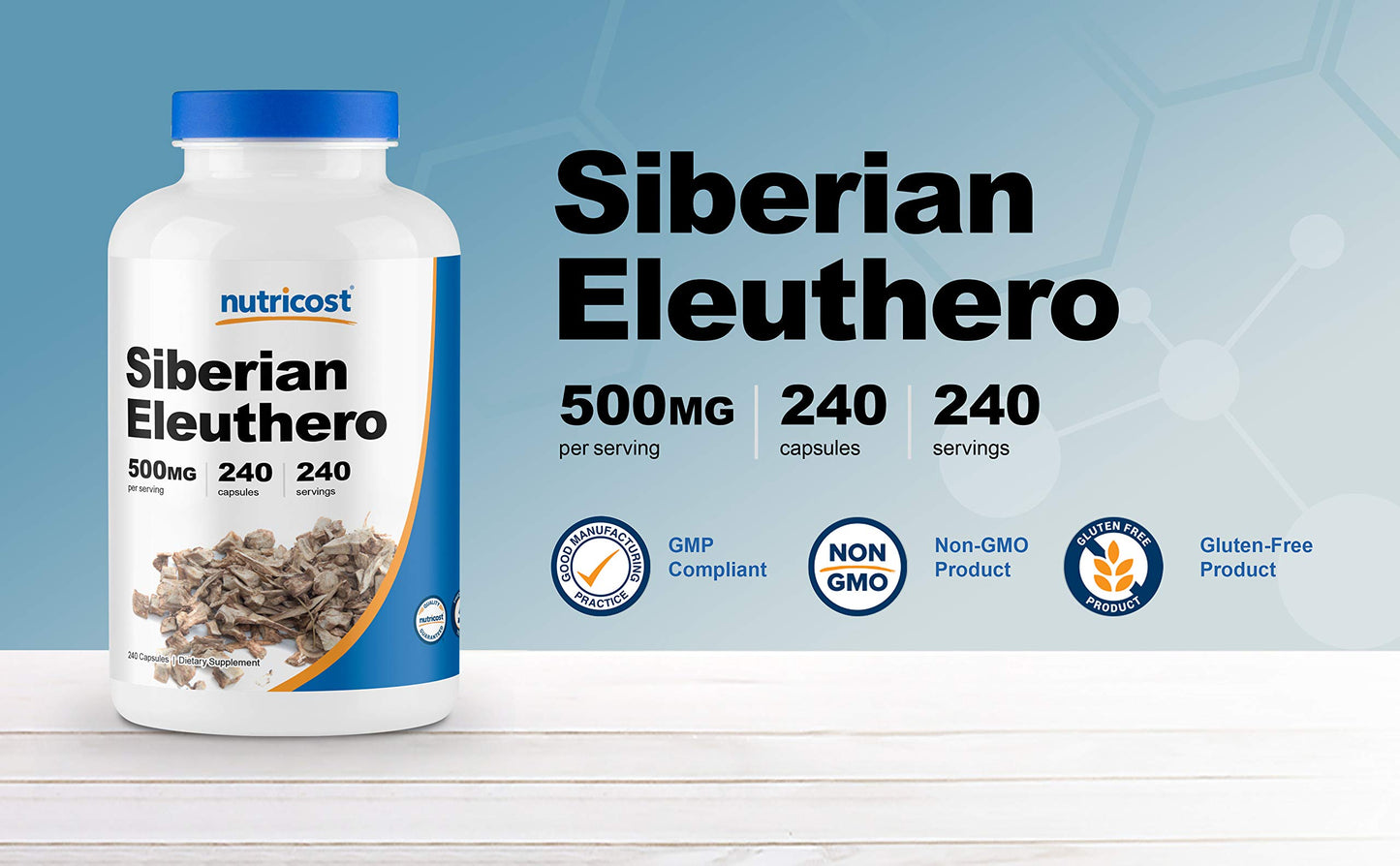 Nutricost Siberian Eleuthero 500mg Capsules, 240 Count