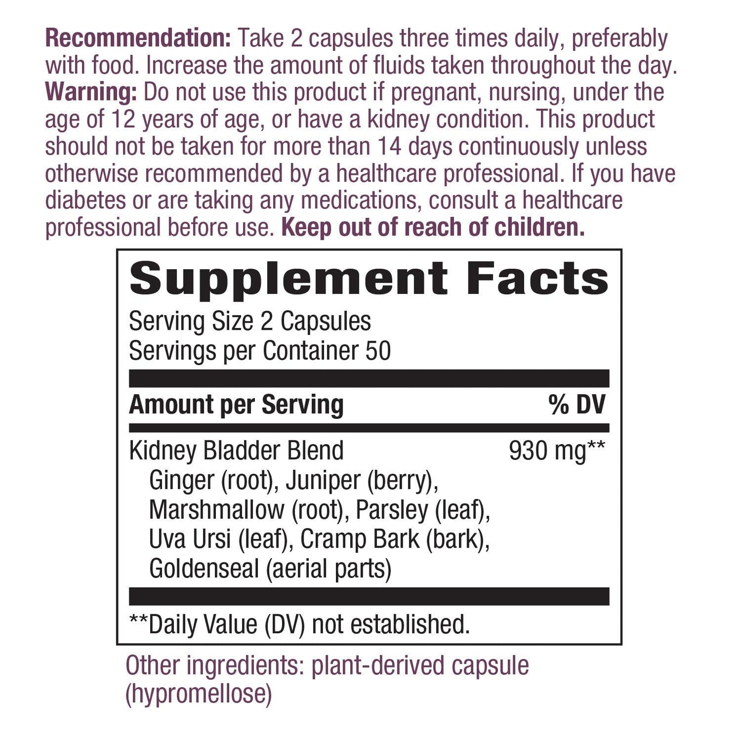 Nature's Way Kidney Bladder 465 mg per Capsule, 100 Capsules