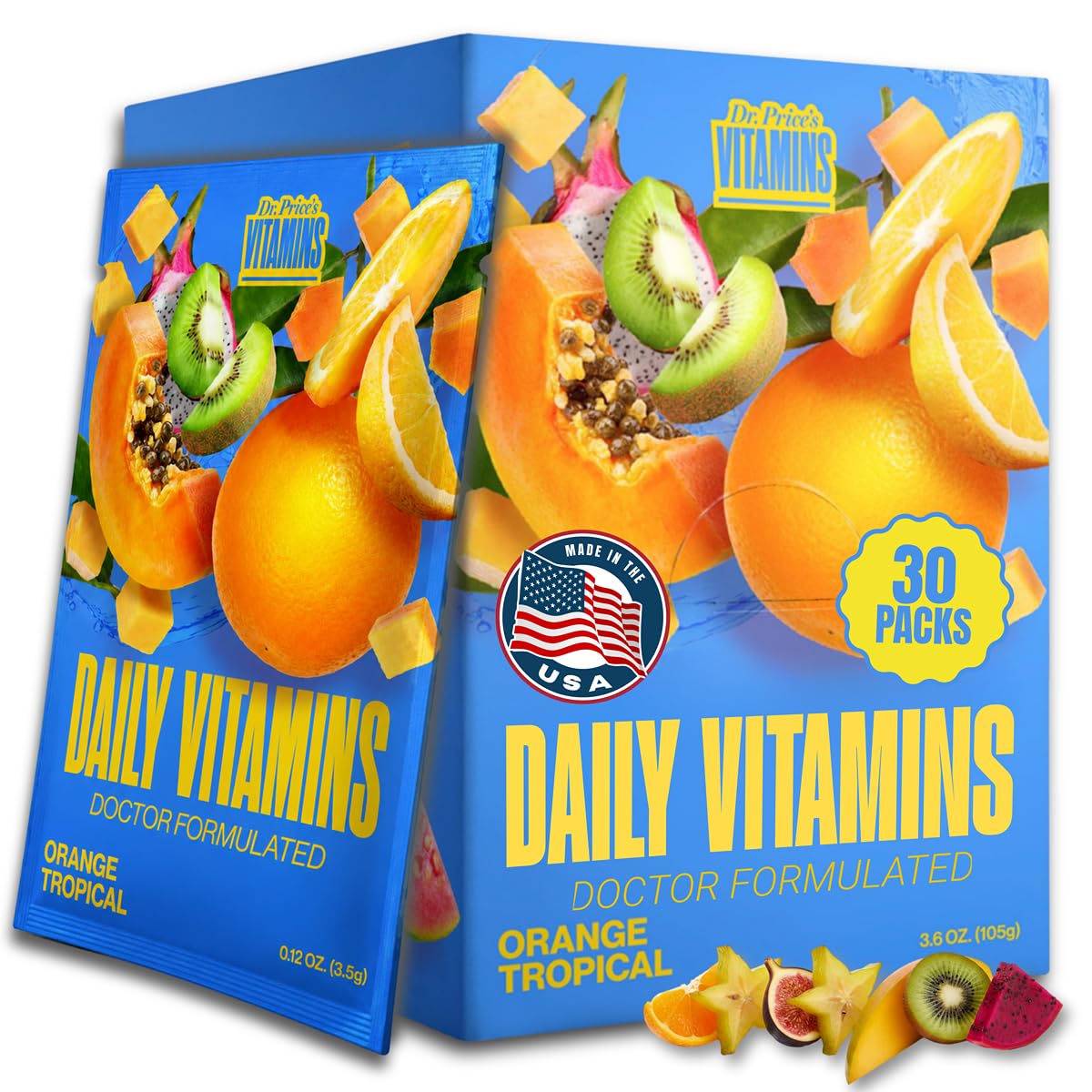 Dr. Price's Vitamins Multivitamin Powder Vitamin C Orange Tropical 30 Pack