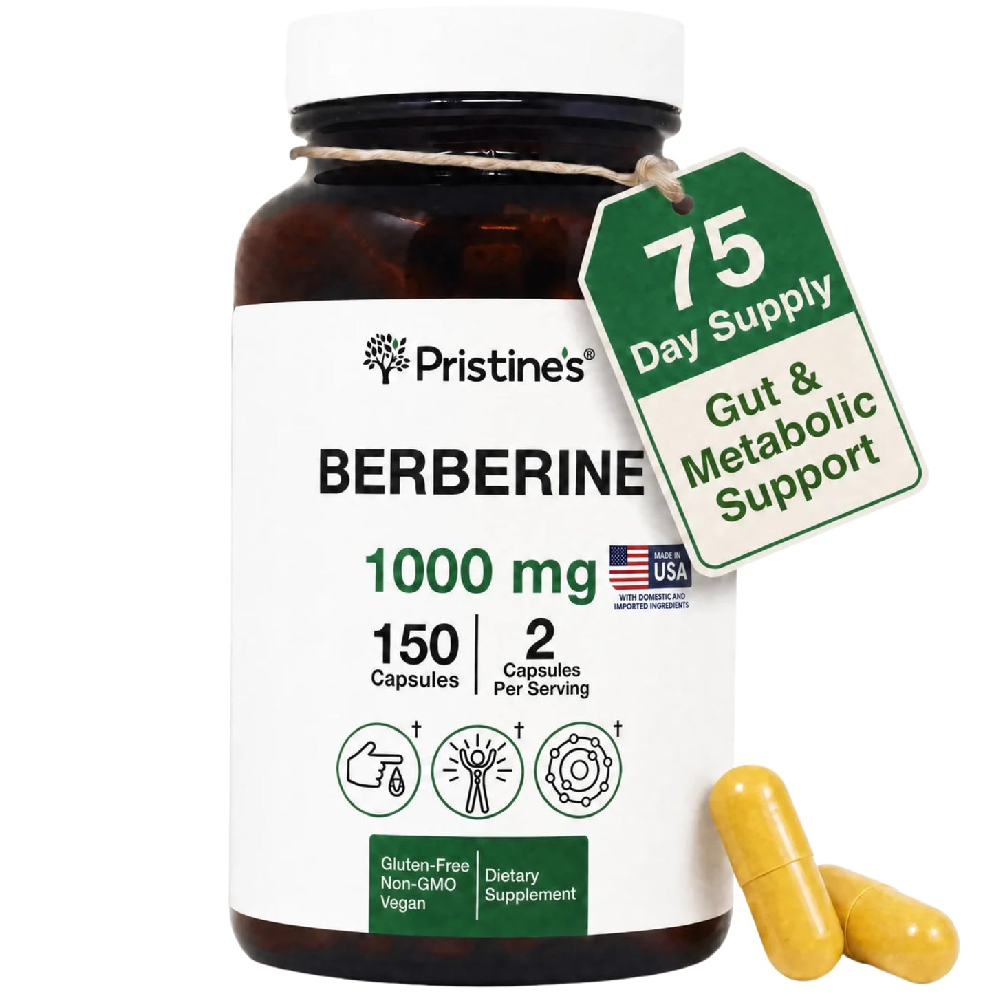 PRISTINE'S Berberine 1000mg Capsule, 1 Count