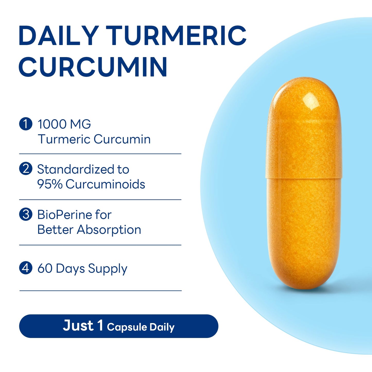 Vitamin World Turmeric Curcumin 1000mg Capsule, 60 Count