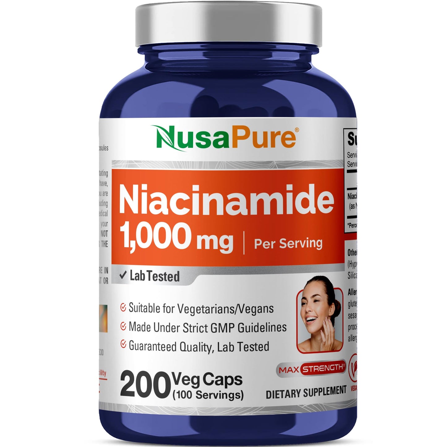 NusaPure Niacinamide 1000mg Capsule, 200 Count