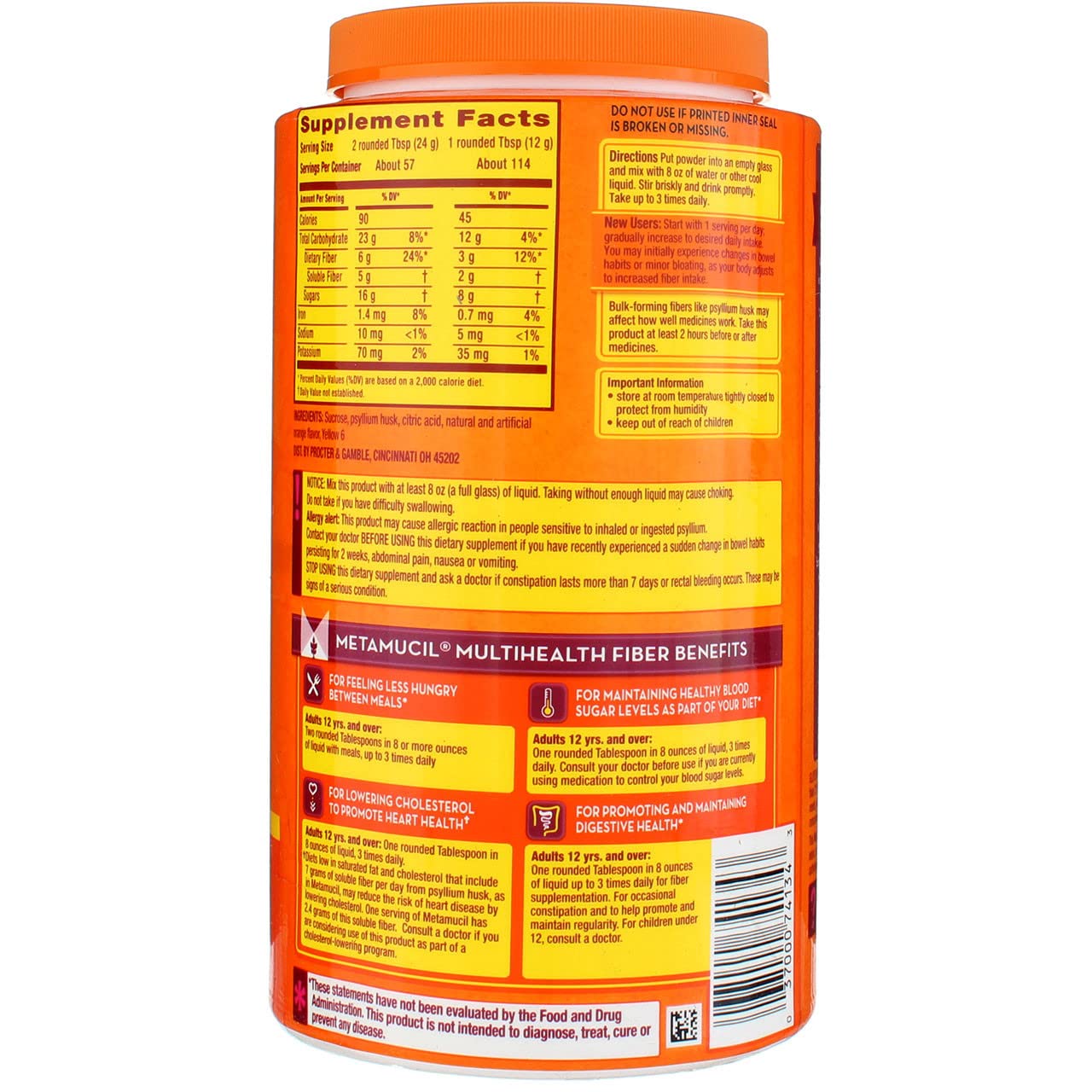 Metamucil Psyllium Fiber Supplement Powder 289.2
