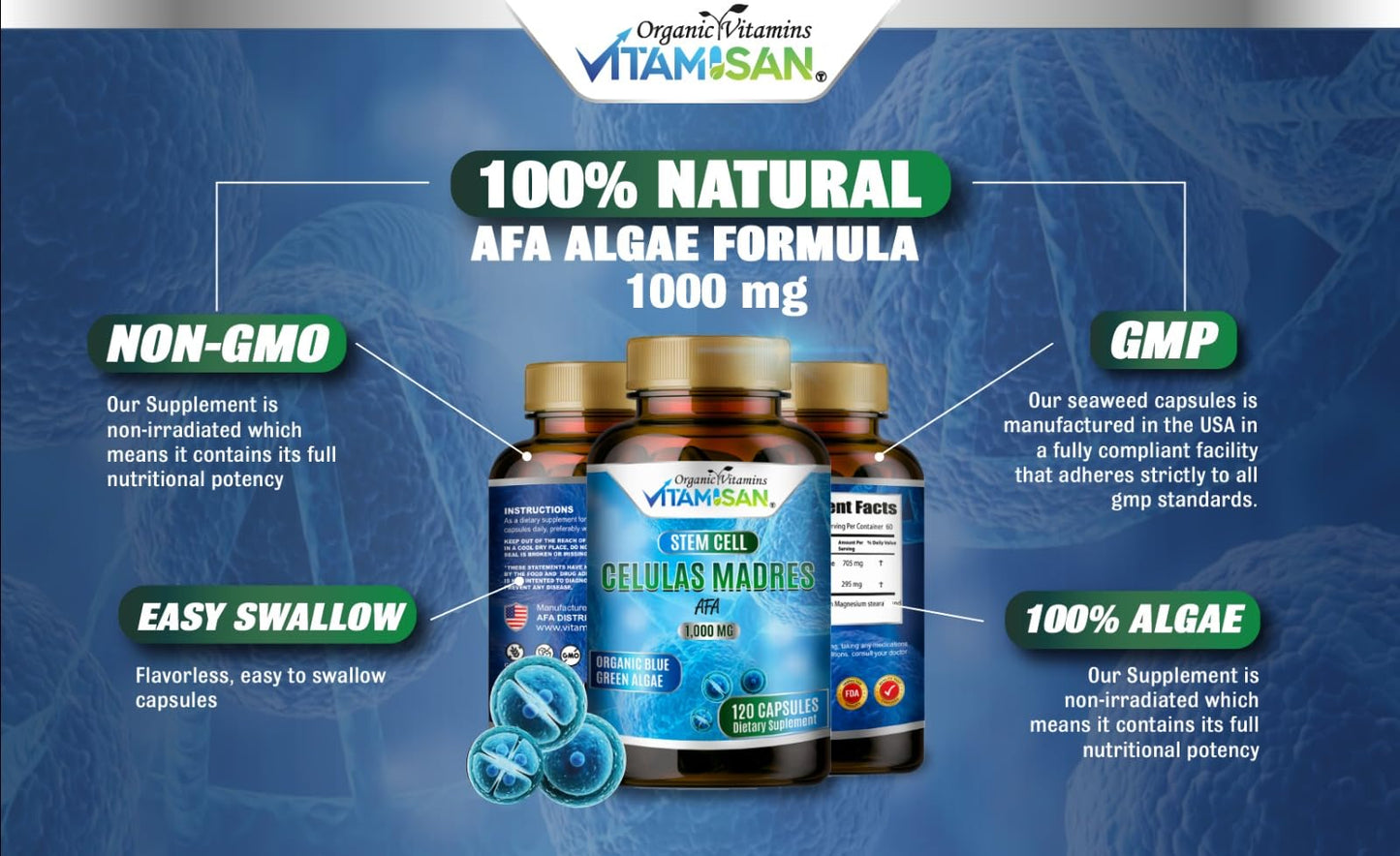 VITAMISAN Celulas madres 1000mg Stem Cell Plus Capsules 480 Capsules
