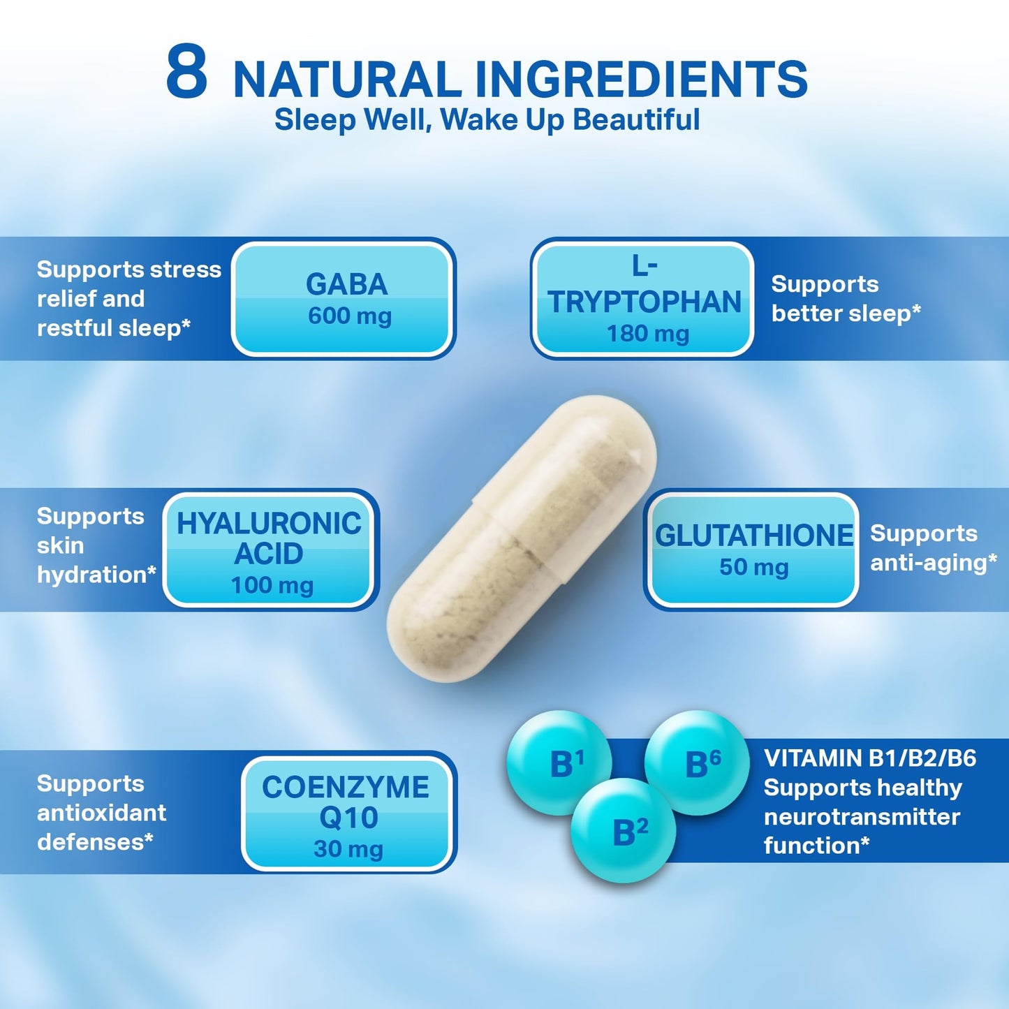 NatureHya GABA + L-Tryptophan Sleep Aid Supplement Capsule 90 Count
