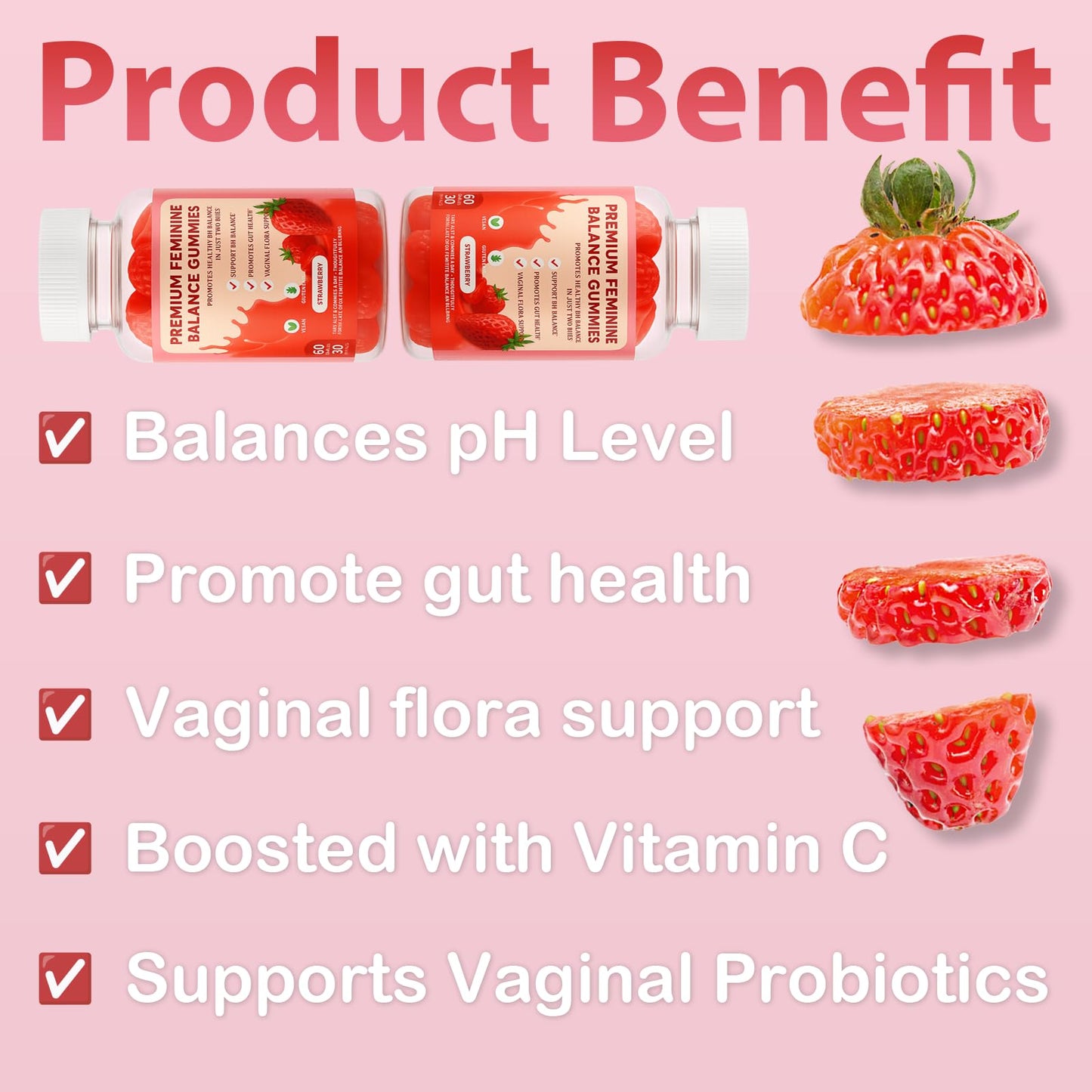 DEXOV Vaginal Probiotic Feminine Gummies for Women – pH Balance Support & Vitamin C, 60 Gummies