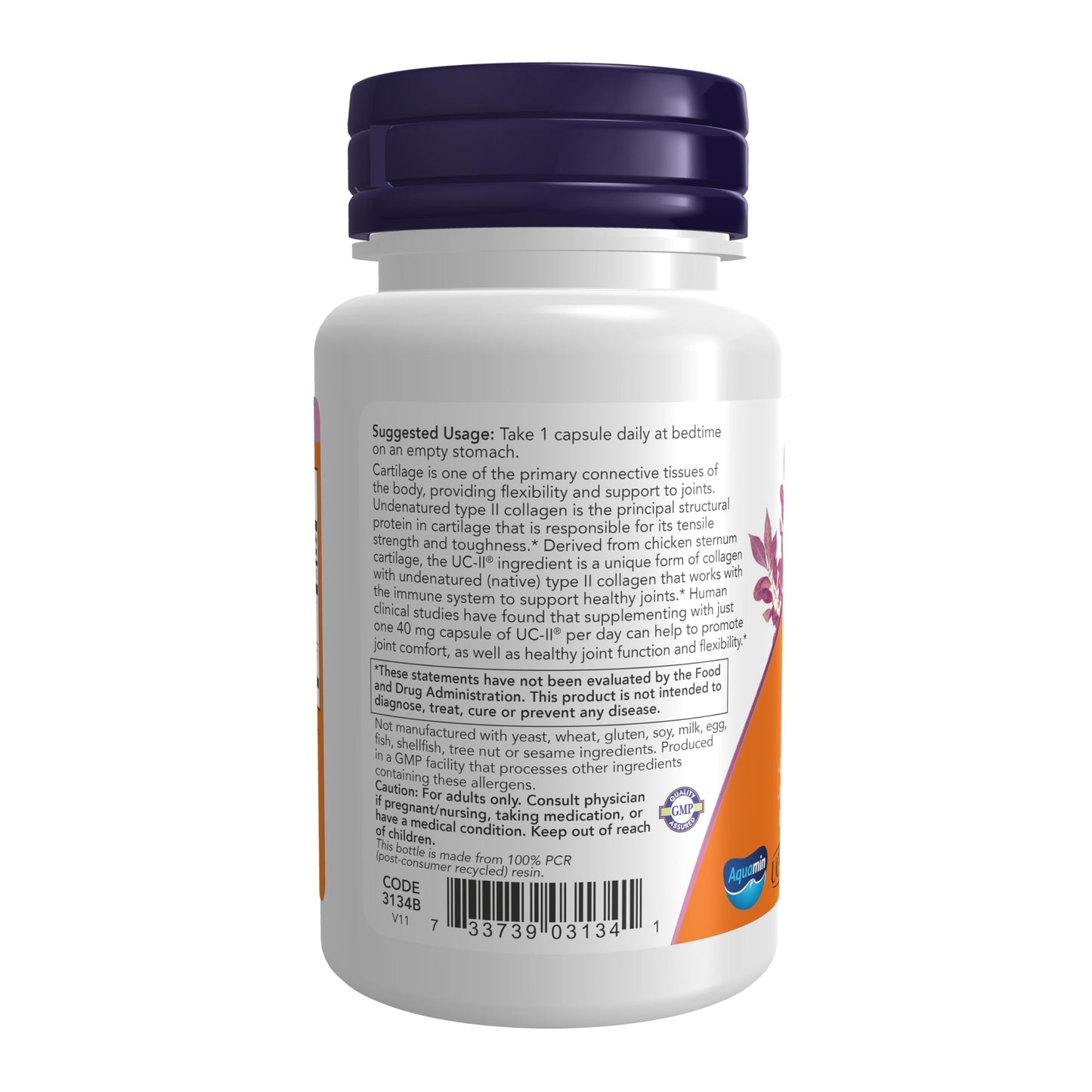 NOW Foods UC-II Type II Collagen with Undenatured Type II Collagen Veg Capsules, 60 Count