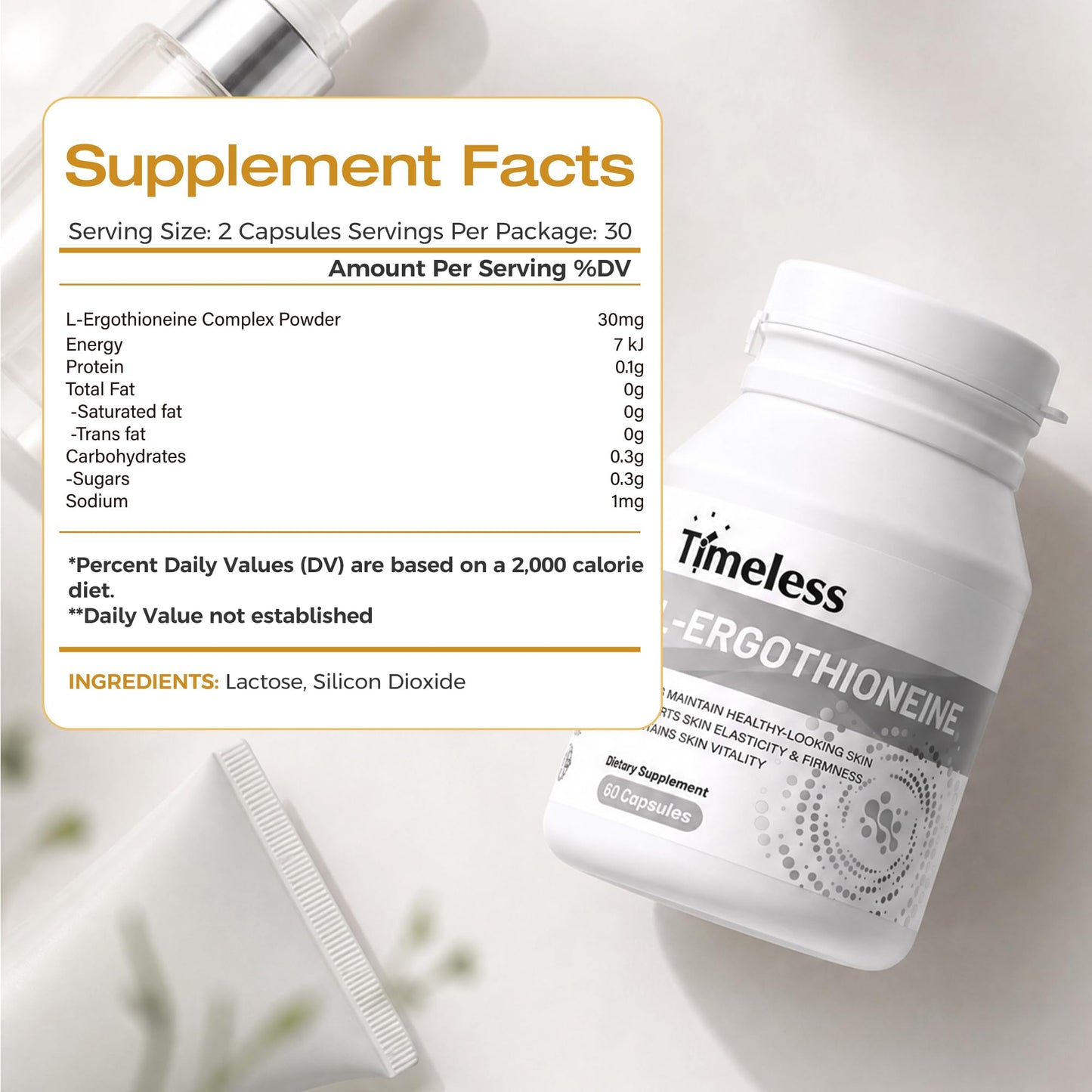 TIMELESS Ergothioneine Supplement Capsule, 60 Capsules