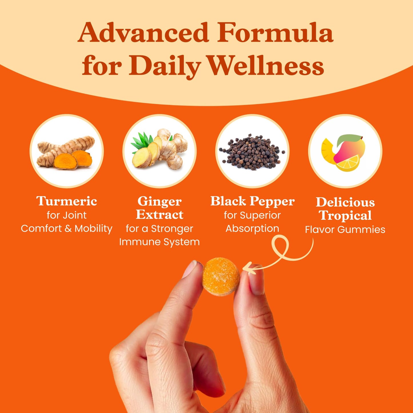 BeLive Turmeric and Ginger Gummies 500mg Joint and Mobility Support Supplement Curcumin with Black Pepper for Enhanced Absorption Tropical Flavor, 180 Count