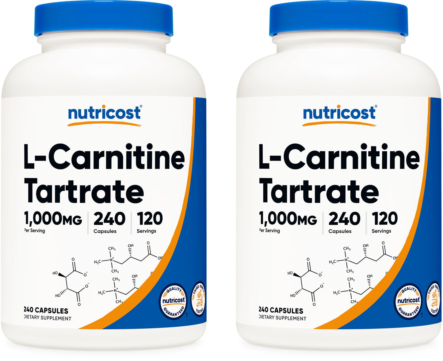 Nutricost L-Carnitine Tartrate 500mg Capsules, 240 Capsules per Bottle, Pack of 2