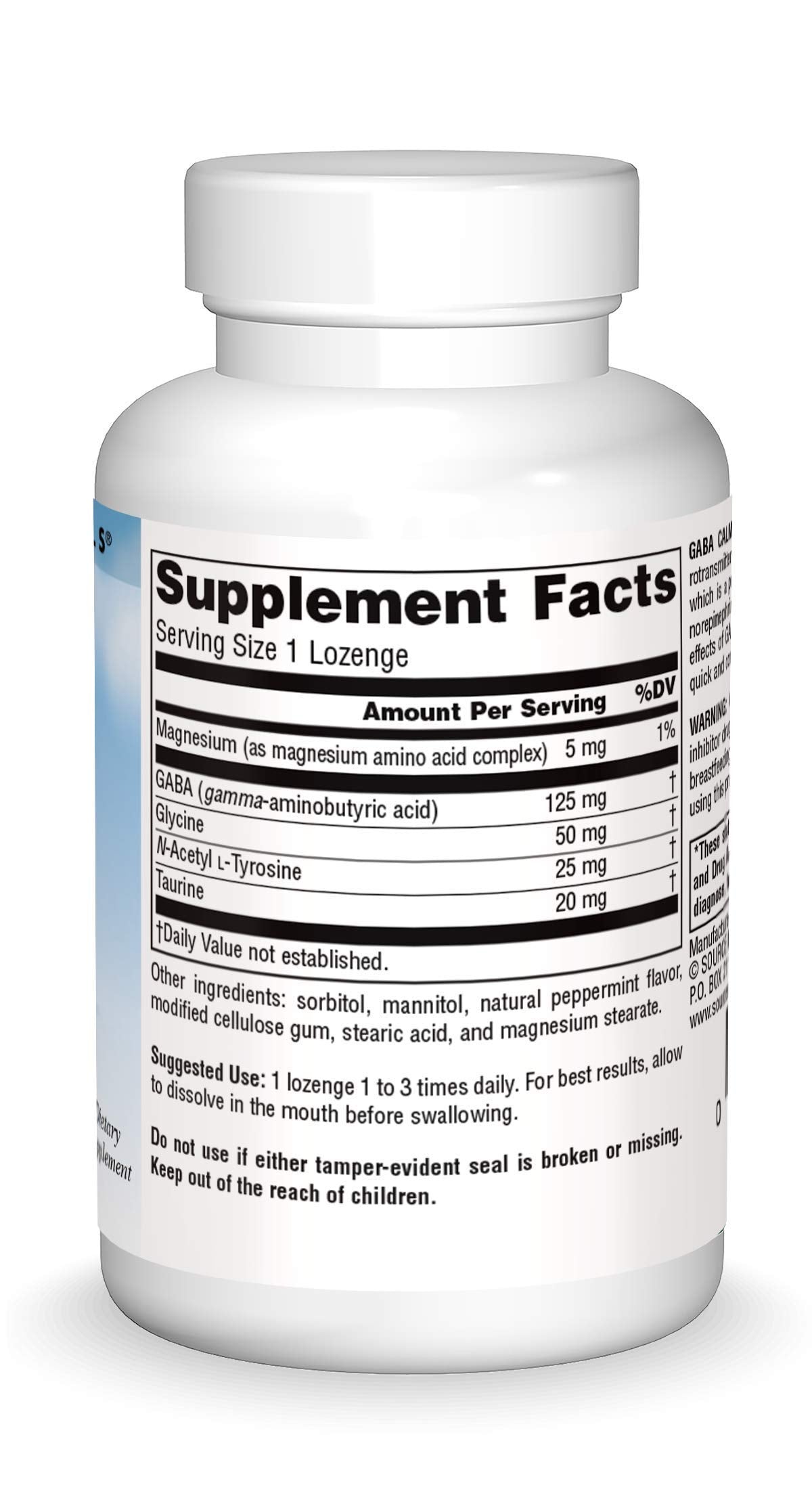 Source Naturals Serene Science GABA Calm Quick Dissolving Peppermint Flavor Lozenges, 30 Count