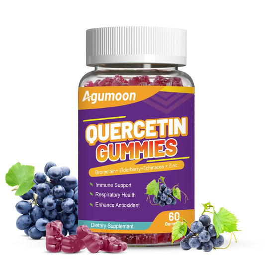 Agumoon Quercetin Gummies with Bromelain Zinc Elderberry, 60 Count