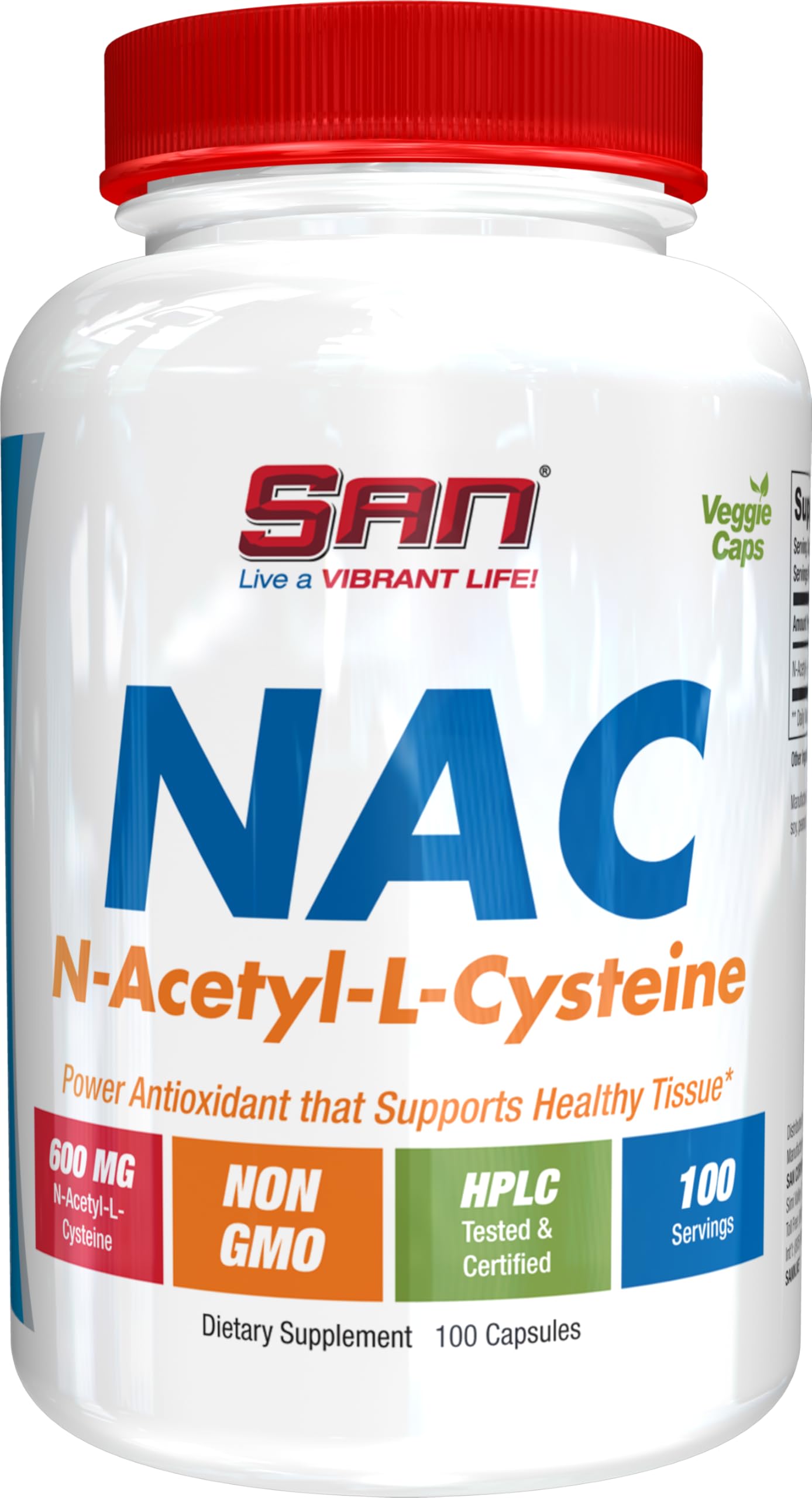 SAN N-Acetyl-L-Cysteine (NAC) 600 mg Capsule, 100 Capsules