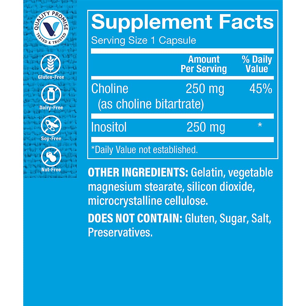 The Vitamin Shoppe Choline Inositol 500mg Capsule, 100 Count