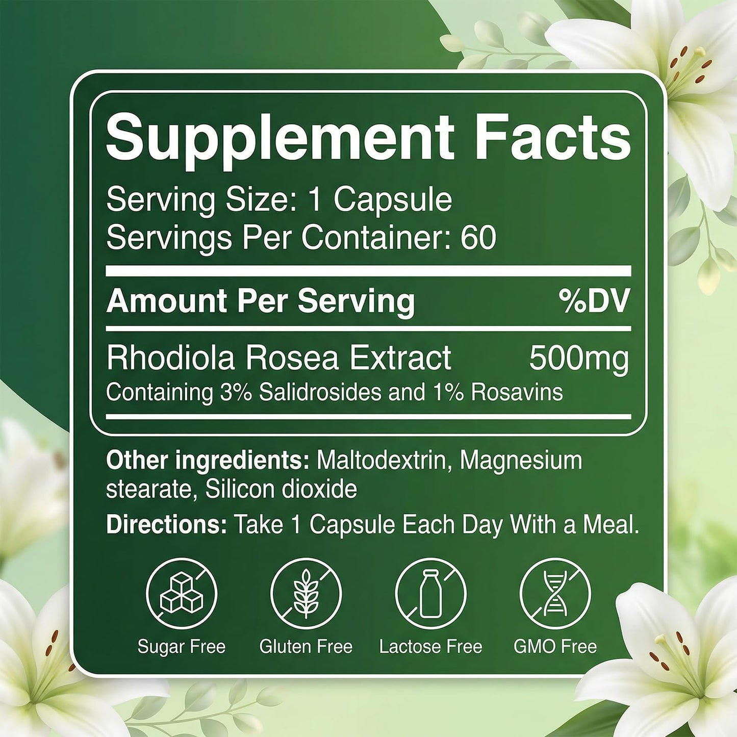 LKNSIH Floraviva Rhodiola Rosea Organic Capsule, Rhodiola Rosea Supplement, Adaptogenic Herb for Daily Stress Support & Energy Balance – 500mg per Serving (2) 1 Capsule