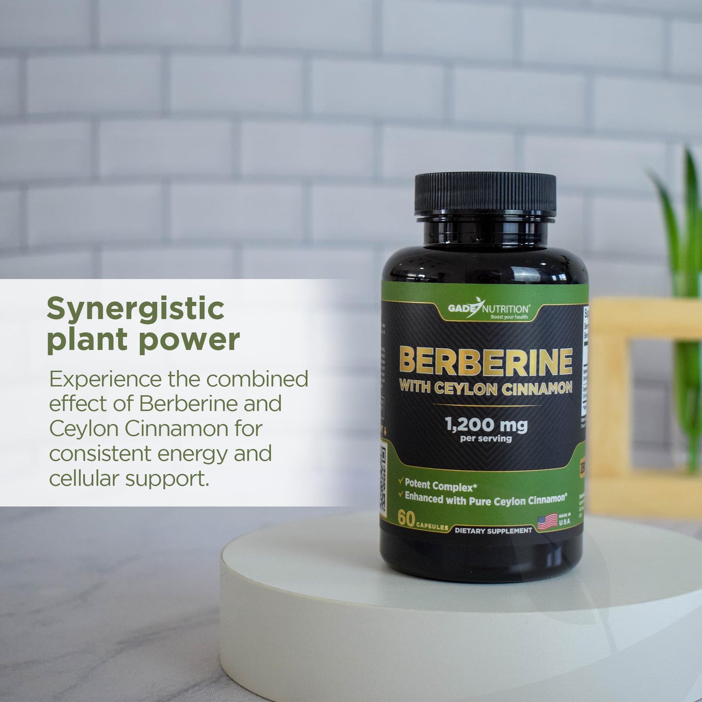GADE NUTRITION BOOST YOUR HEALTH Berberine Supplement with Ceylon Cinnamon Capsules 60 Count