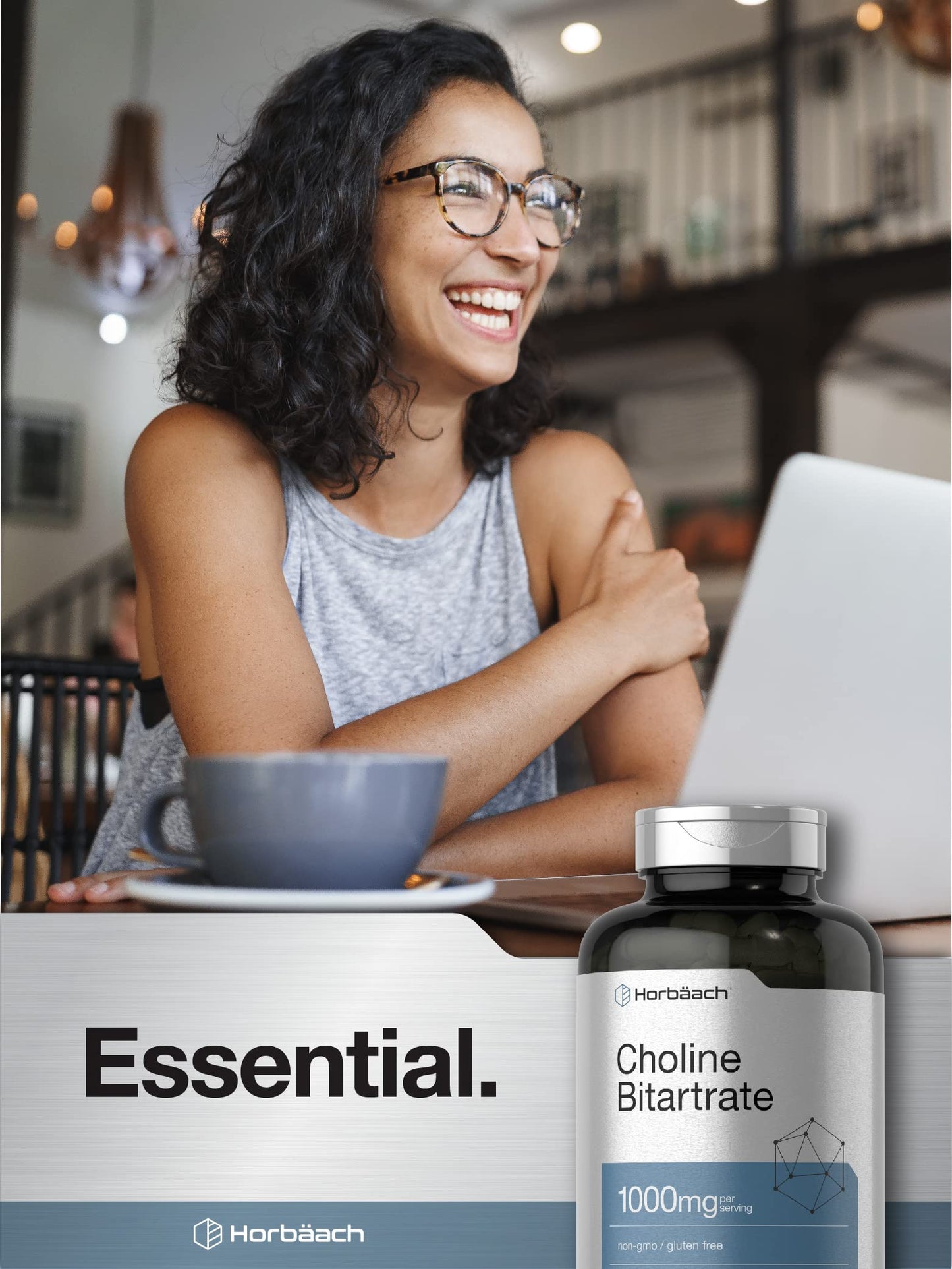 Horbäach Choline Bitartrate Supplement Capsule, 1000mg, 250 Capsules