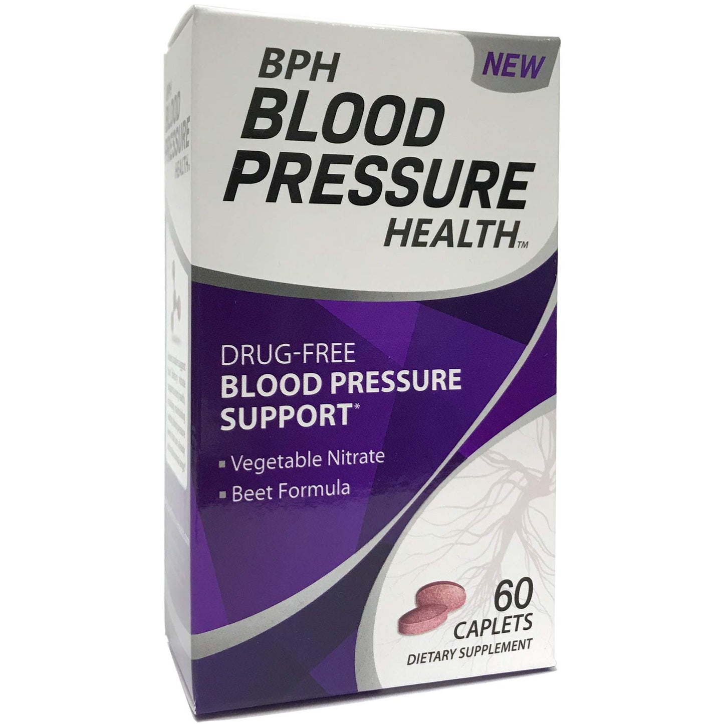 BPH Blood Pressure Health Maintenance Dietary Supplement Caplets Beetroot, 60 Count