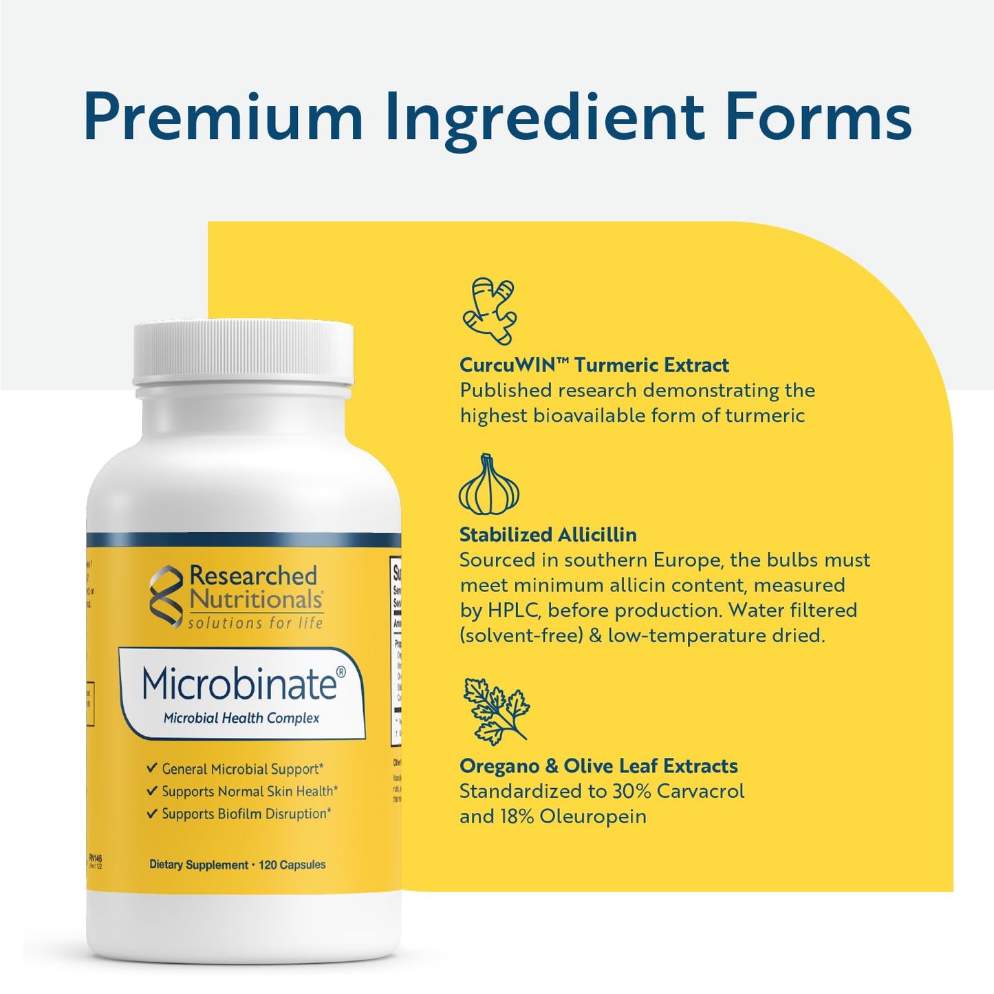 Researched Nutritionals Microbinate Microbial Health Complex Capsules, 120 Count