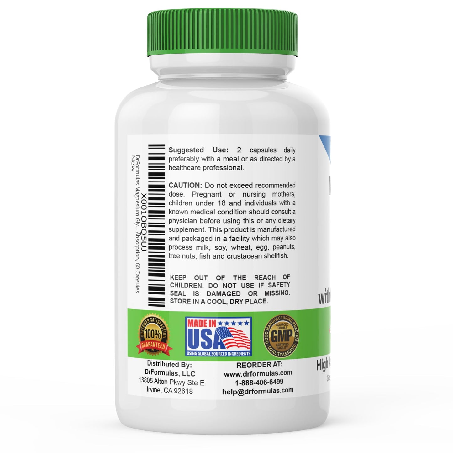 DrFormulas Magnesium Glycinate 400 mg Supplement Capsules, 100 Count