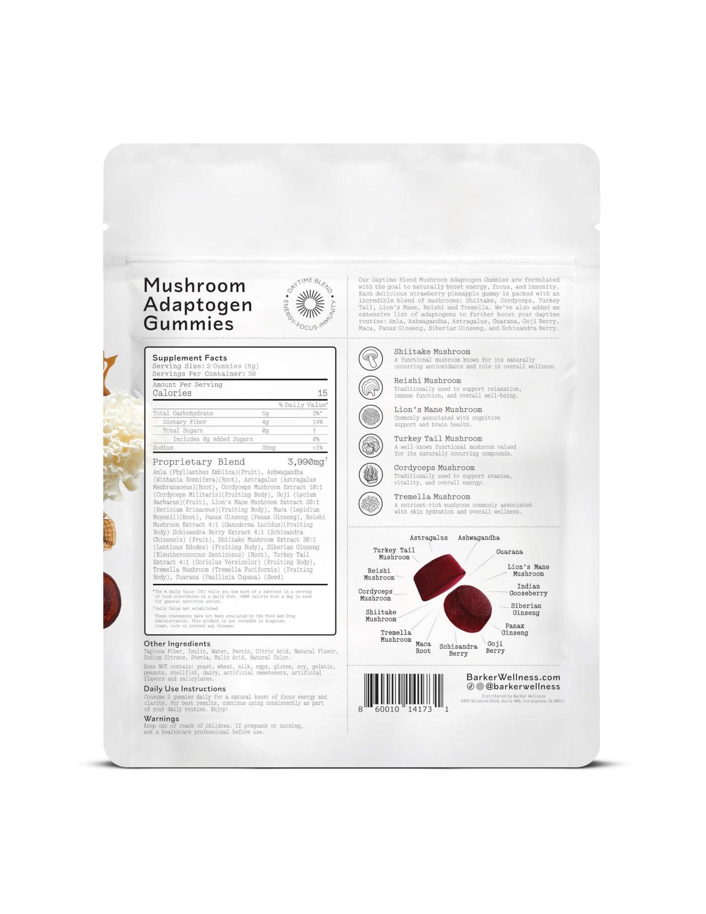 Barker Wellness Co Day & Night Mushroom Gummies Bundle – Focus & Sleep, 2-Pack