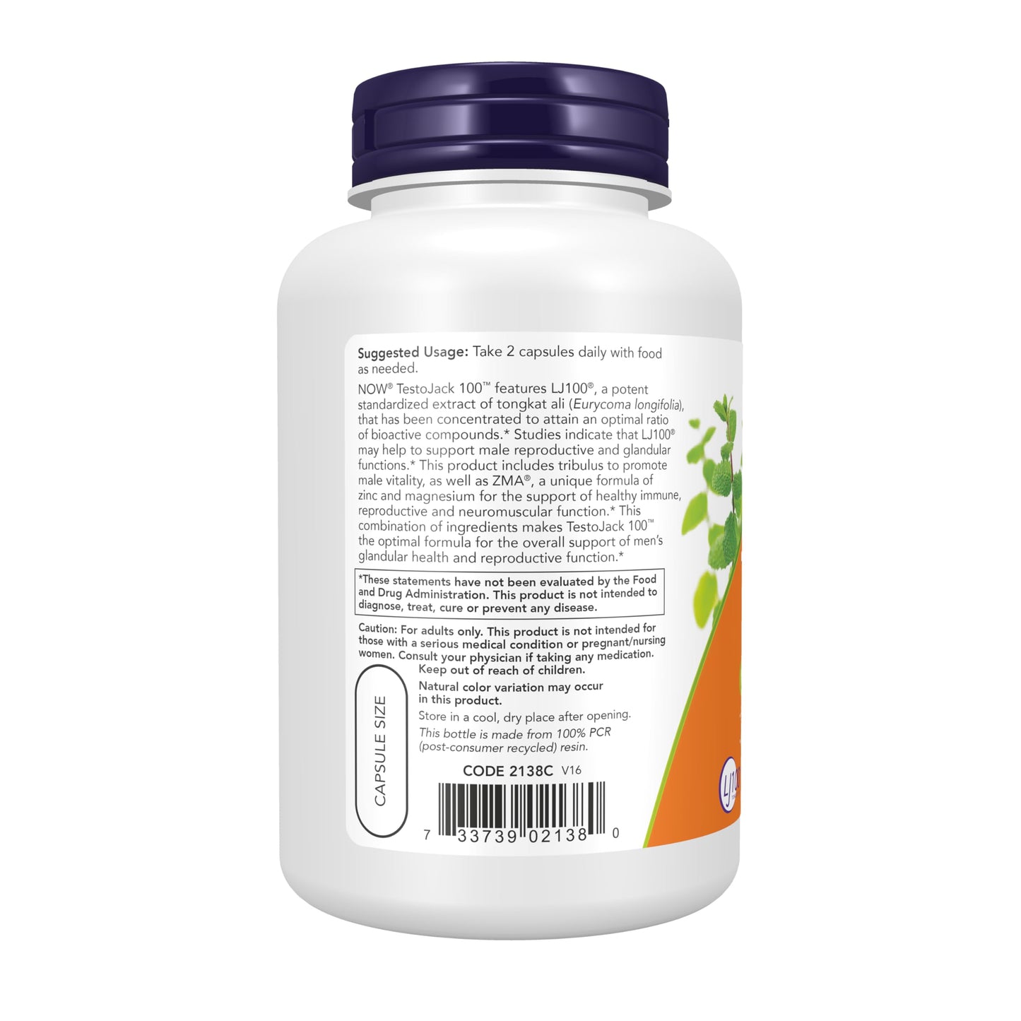 NOW Foods TestoJack 100 with LJ100 Tongkat Ali, Tribulus and ZMA, 120 Veg Capsules