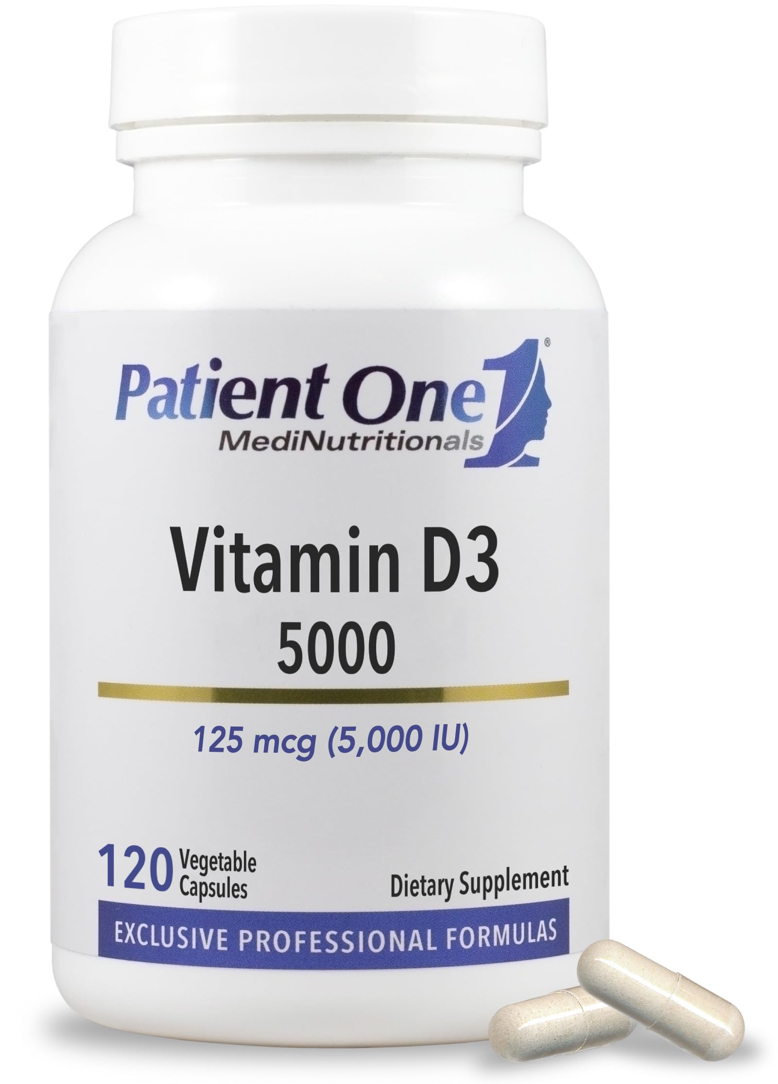 Patient One Vitamin D3 5,000 IU Capsule, 120 Capsules