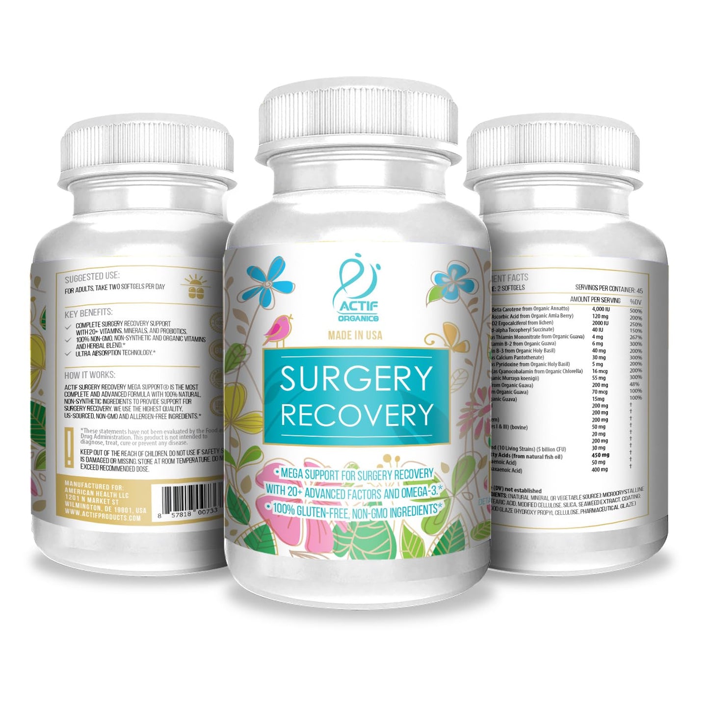 ACTIF Surgery Recovery Supplement Softgels 90 Count