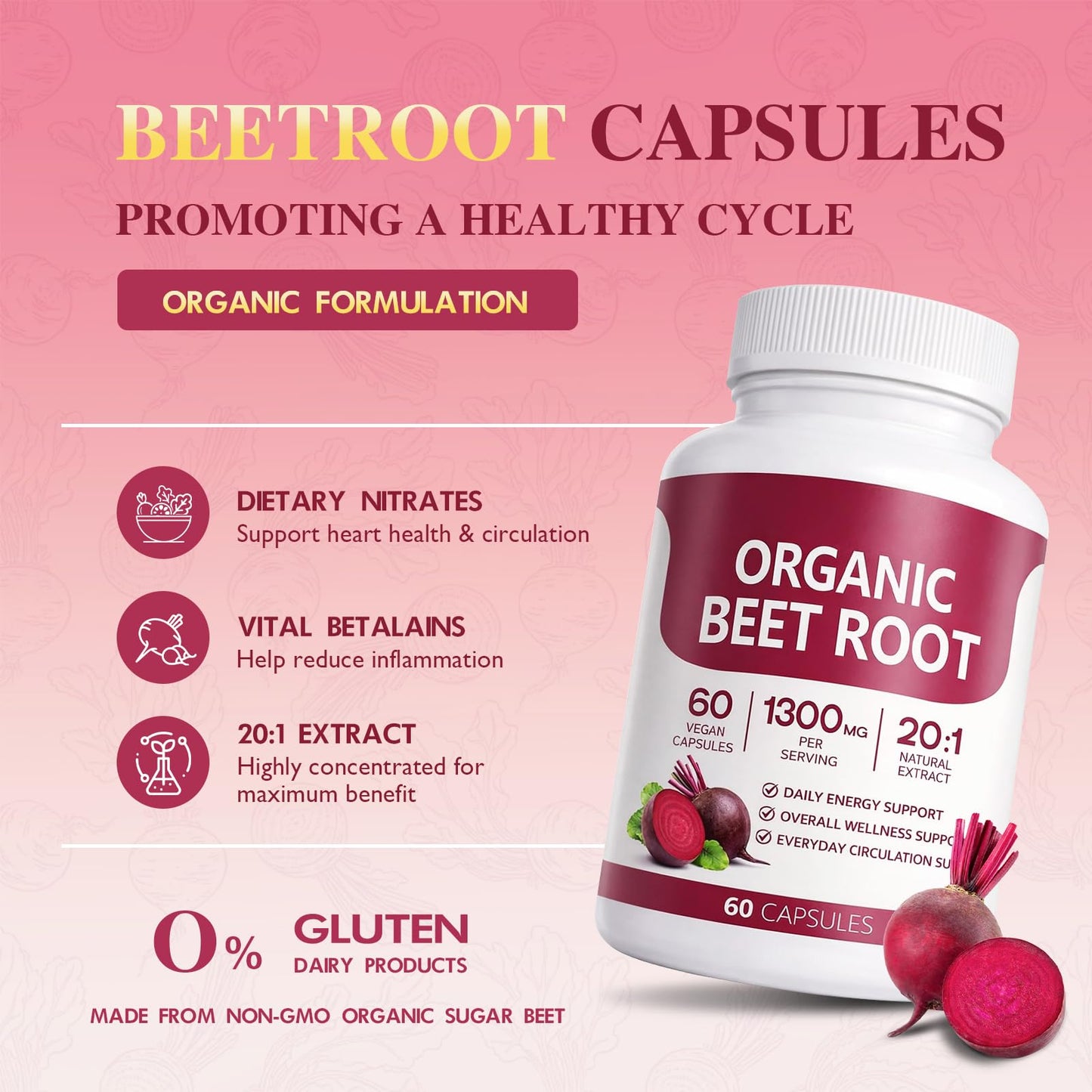 HENGRUNXIN Beet Root Capsules, 1 Count