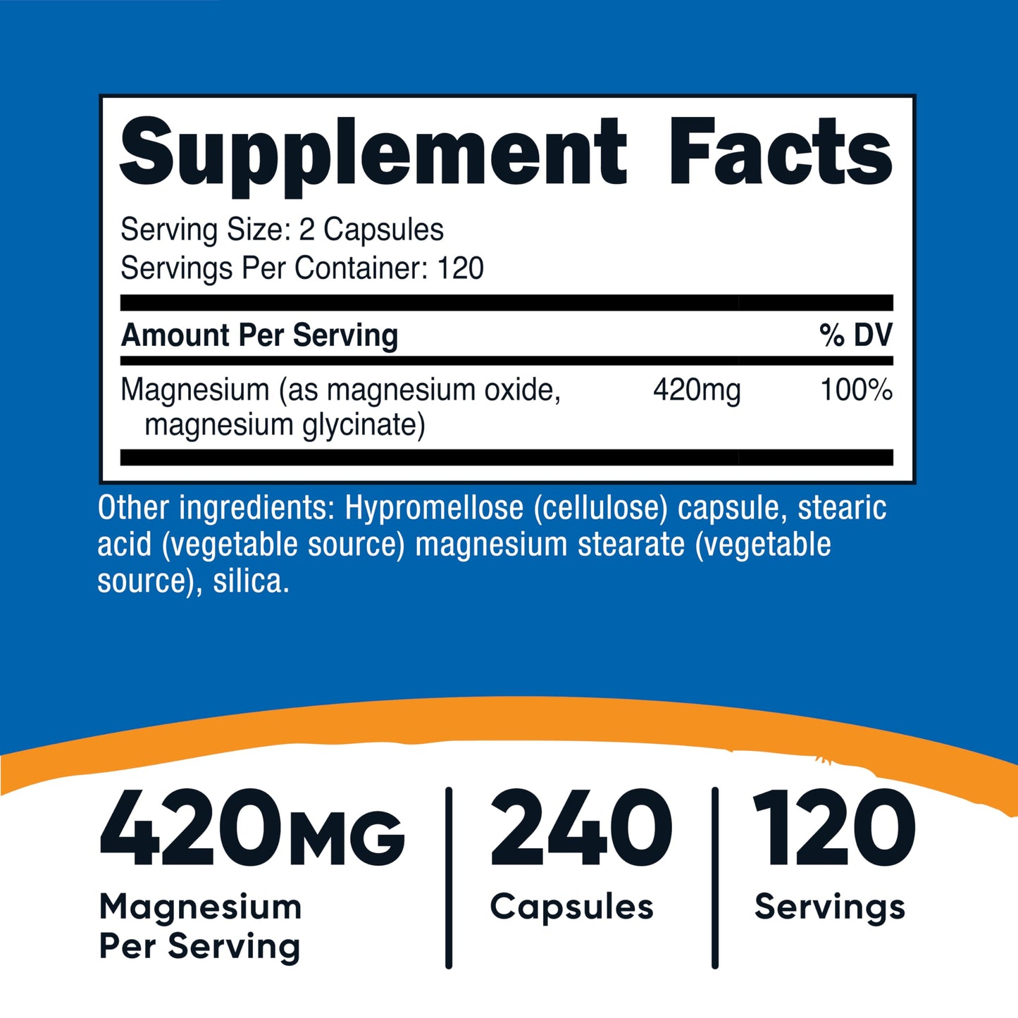 Nutricost Magnesium+ Extra Strength 420mg Capsules, 240 Count