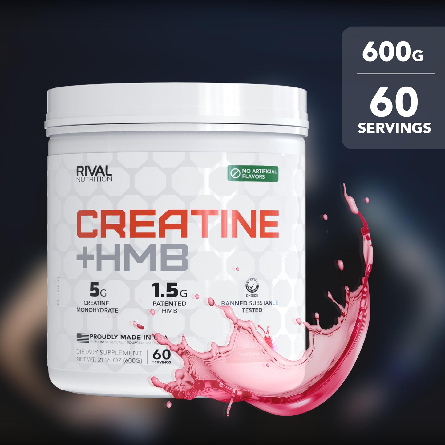 RIVAL NUTRITION Creatine + HMB Powder, 21 Count